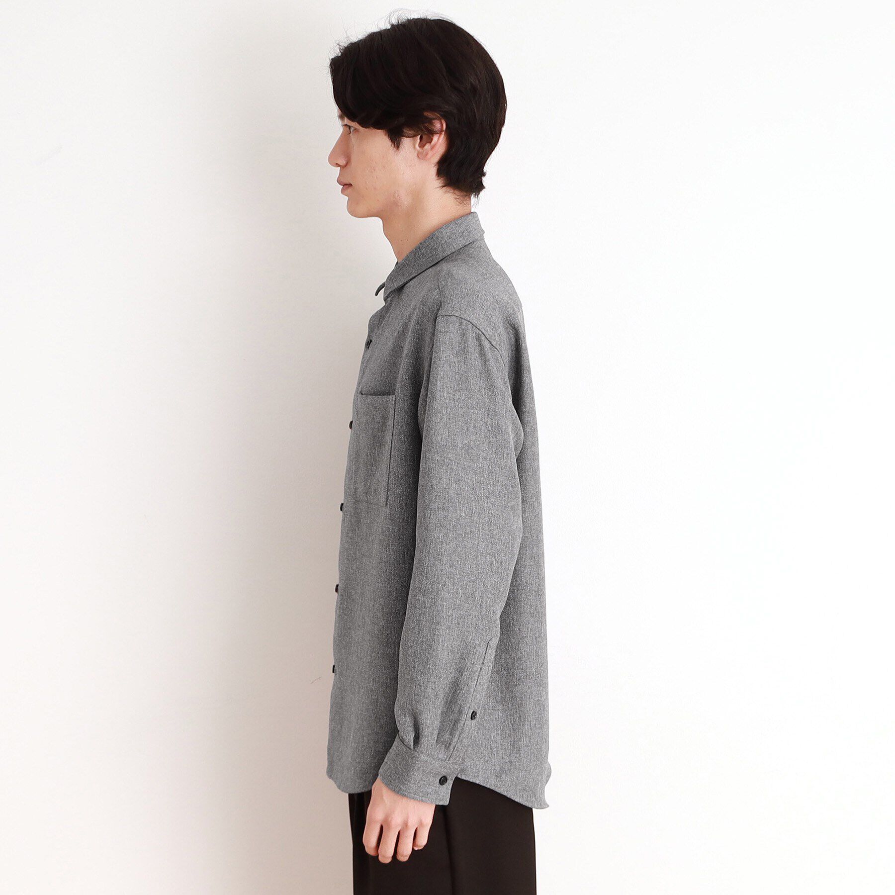 THE SHOP TK「ウールライクへリンボンシャツ リラックスシルエット」|シャツ・ブラウス|