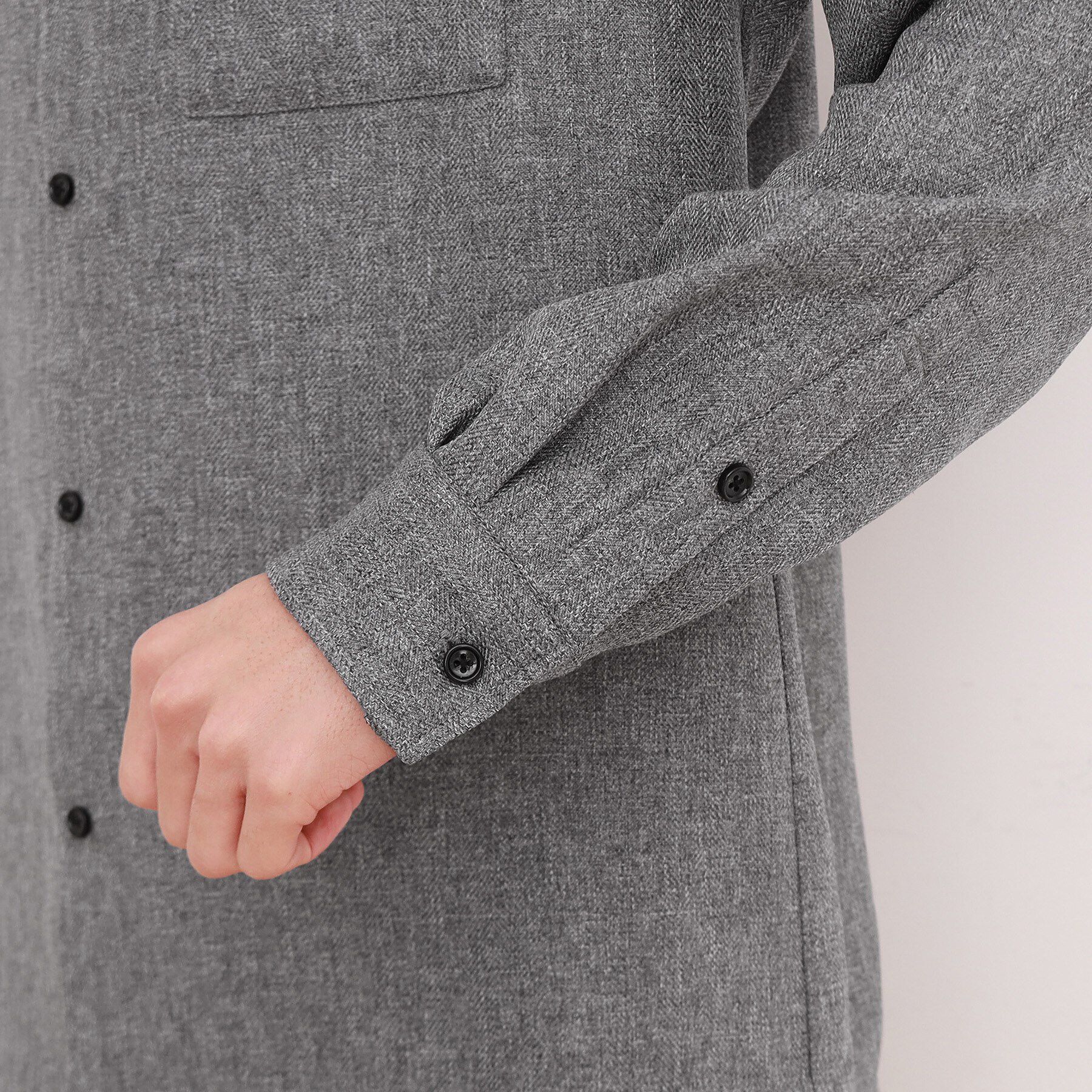 THE SHOP TK「ウールライクへリンボンシャツ リラックスシルエット」|シャツ・ブラウス|