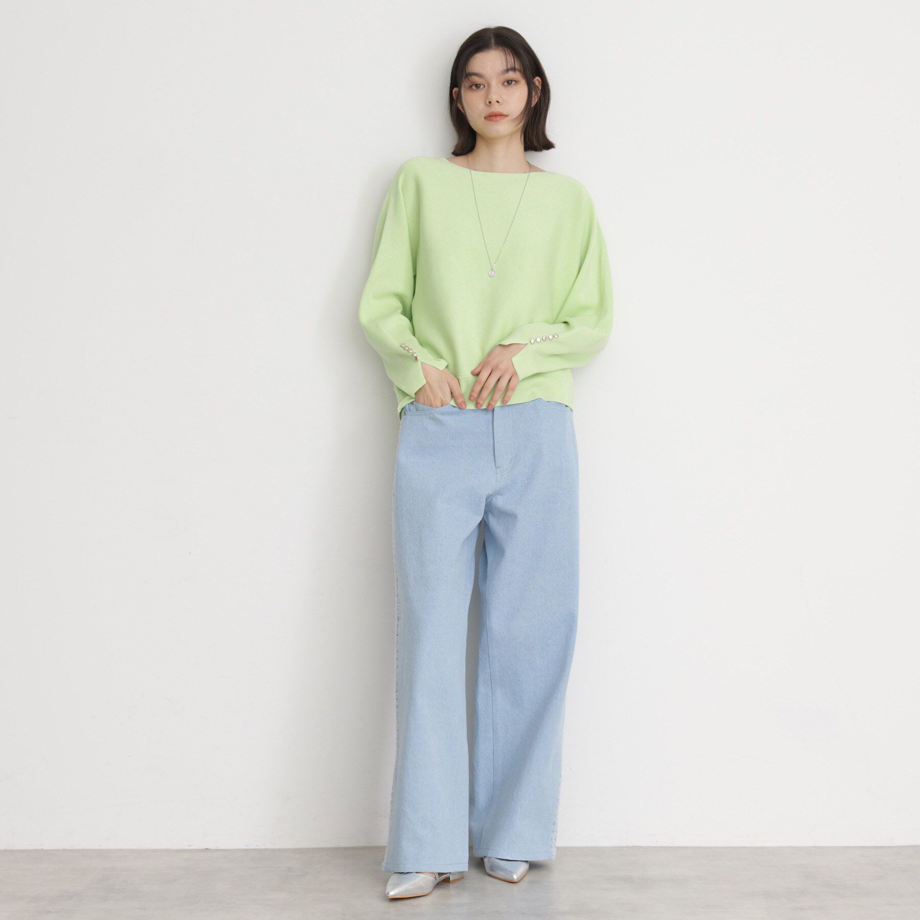 THE SHOP TK「ドルマン袖釦ニット【洗濯機OK】」|ニット・セーター|