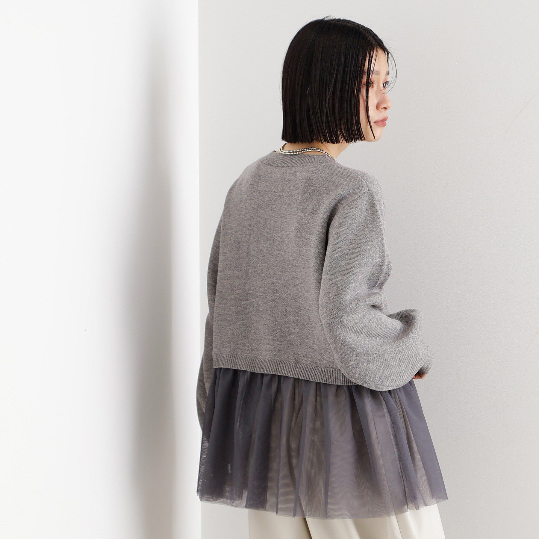 THE SHOP TK「裾チュールプルオーバー【洗える】」|ニット・セーター|