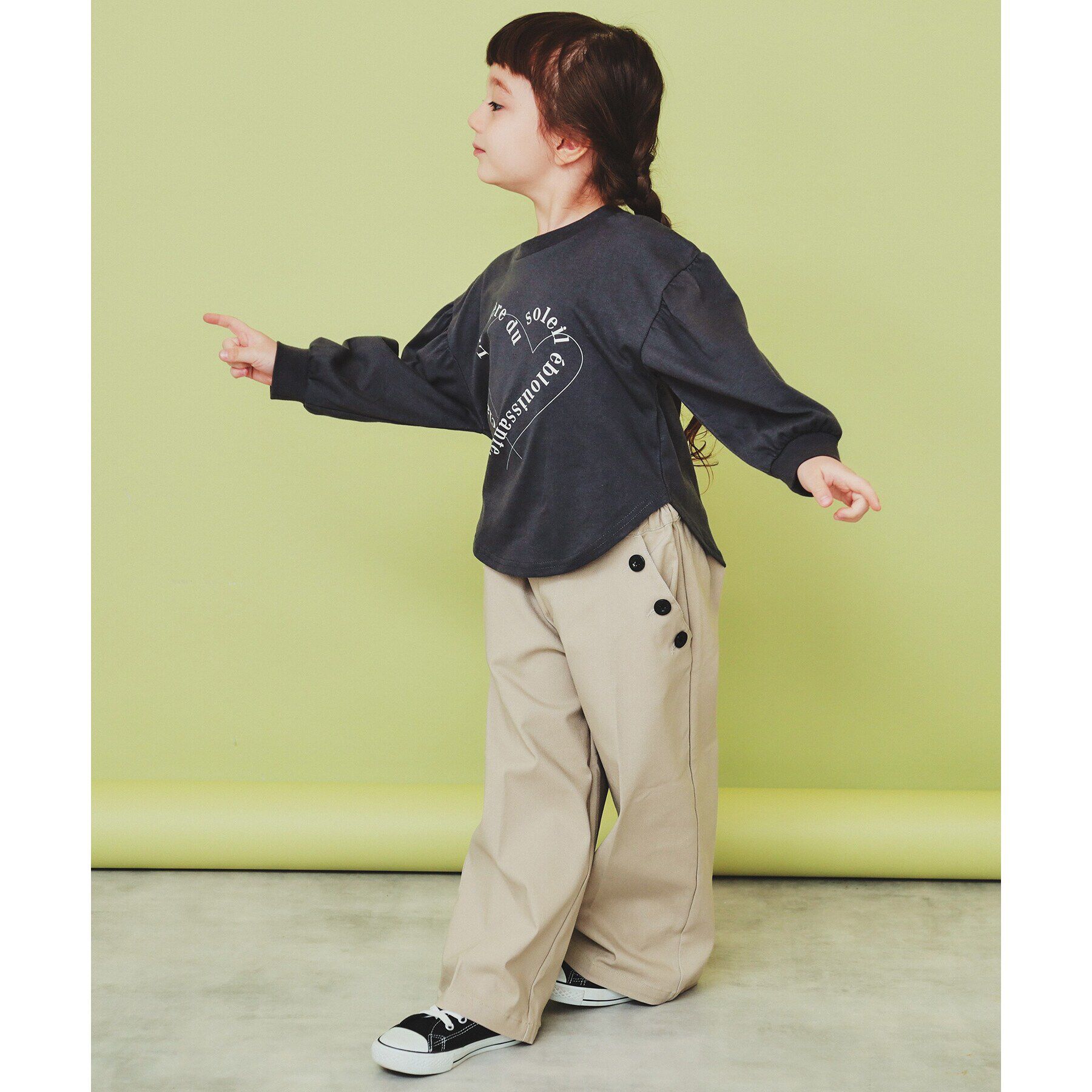 THE SHOP TK「【110-150】ハートロゴパフ袖プルオーバー/洗濯機OK」|Tシャツ・カットソー|