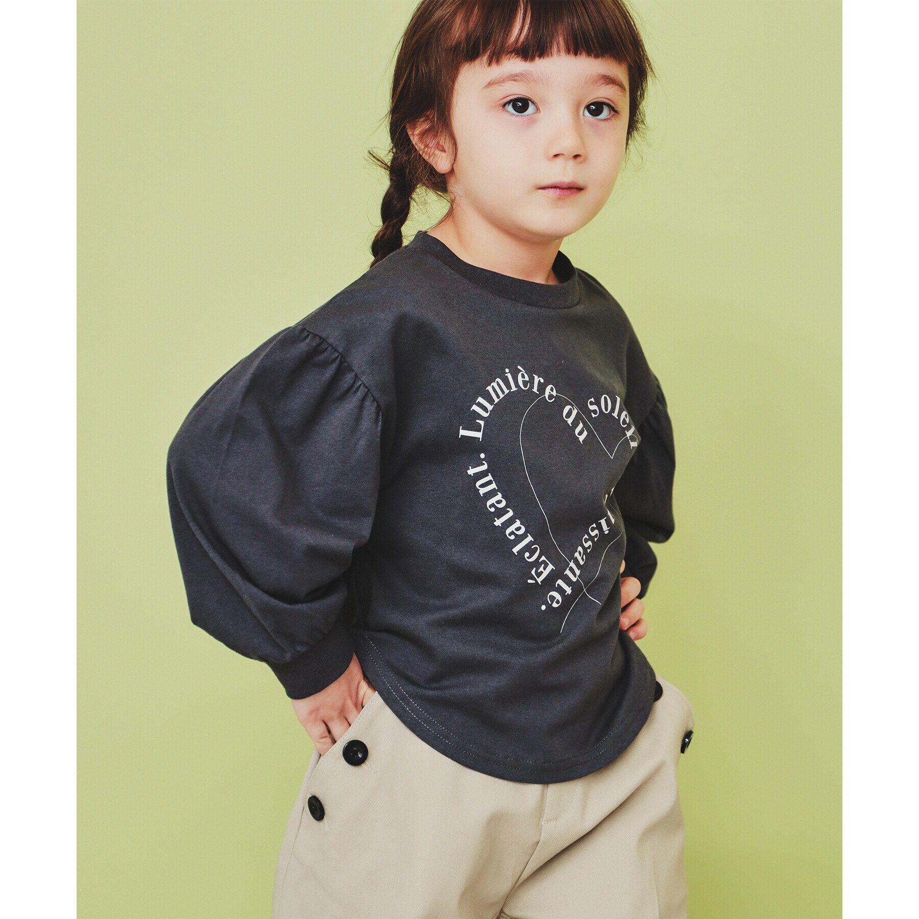 THE SHOP TK「【110-150】ハートロゴパフ袖プルオーバー/洗濯機OK」|Tシャツ・カットソー|