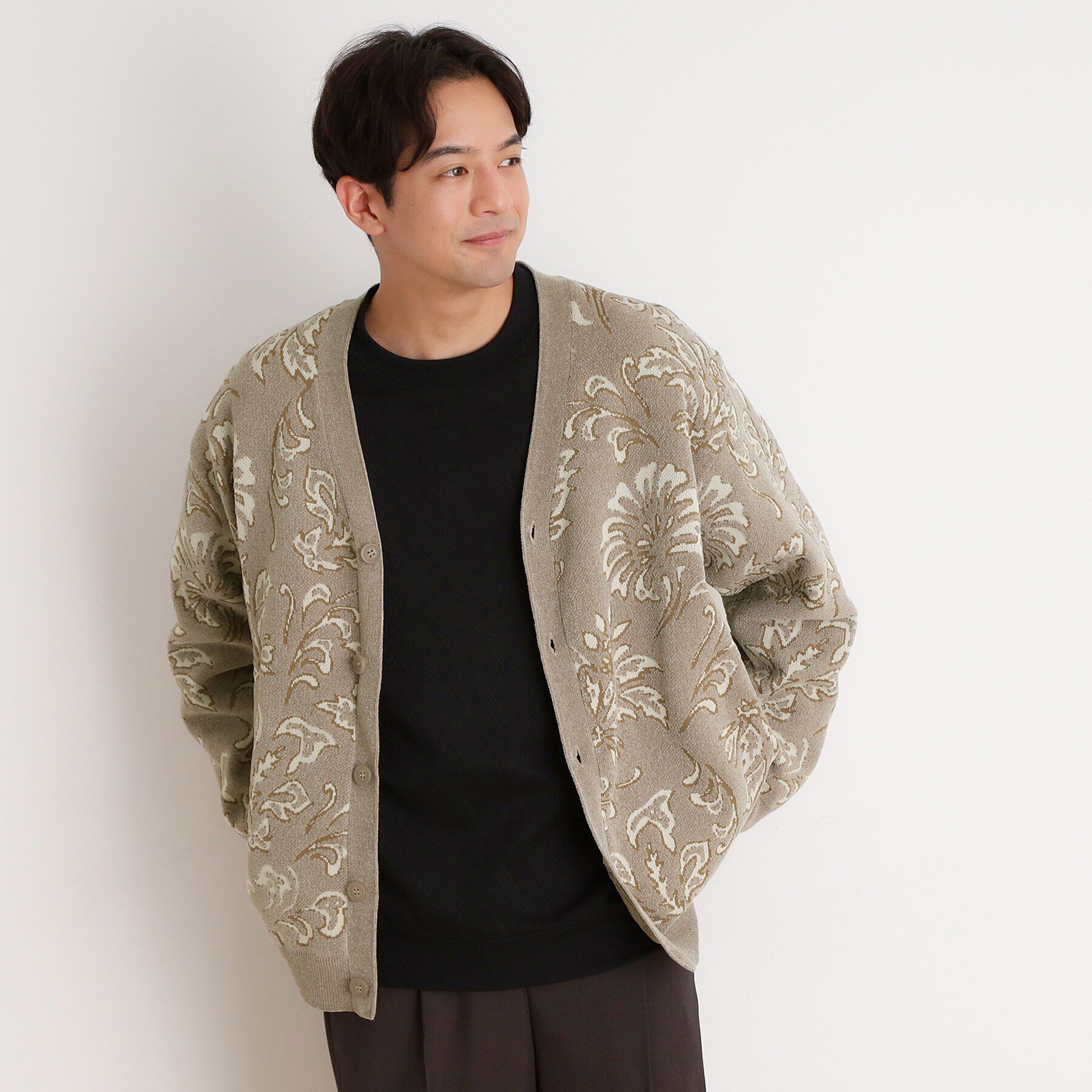 THE SHOP TK「モールジャカードカーディガン」|カーディガン|ベージュ(152)