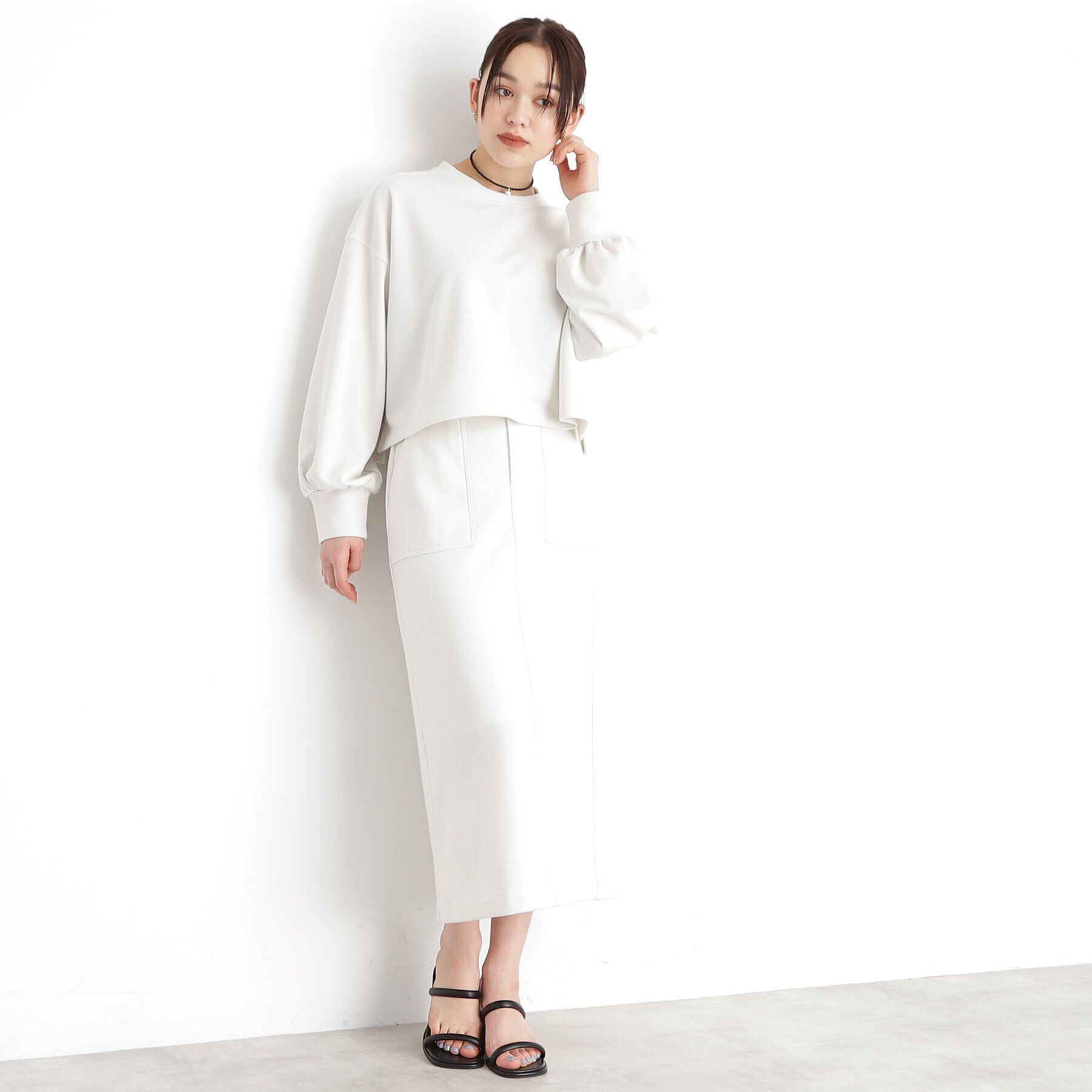 THE SHOP TK「ラメ裏毛パフスリーブ【洗える】」|Tシャツ・カットソー|