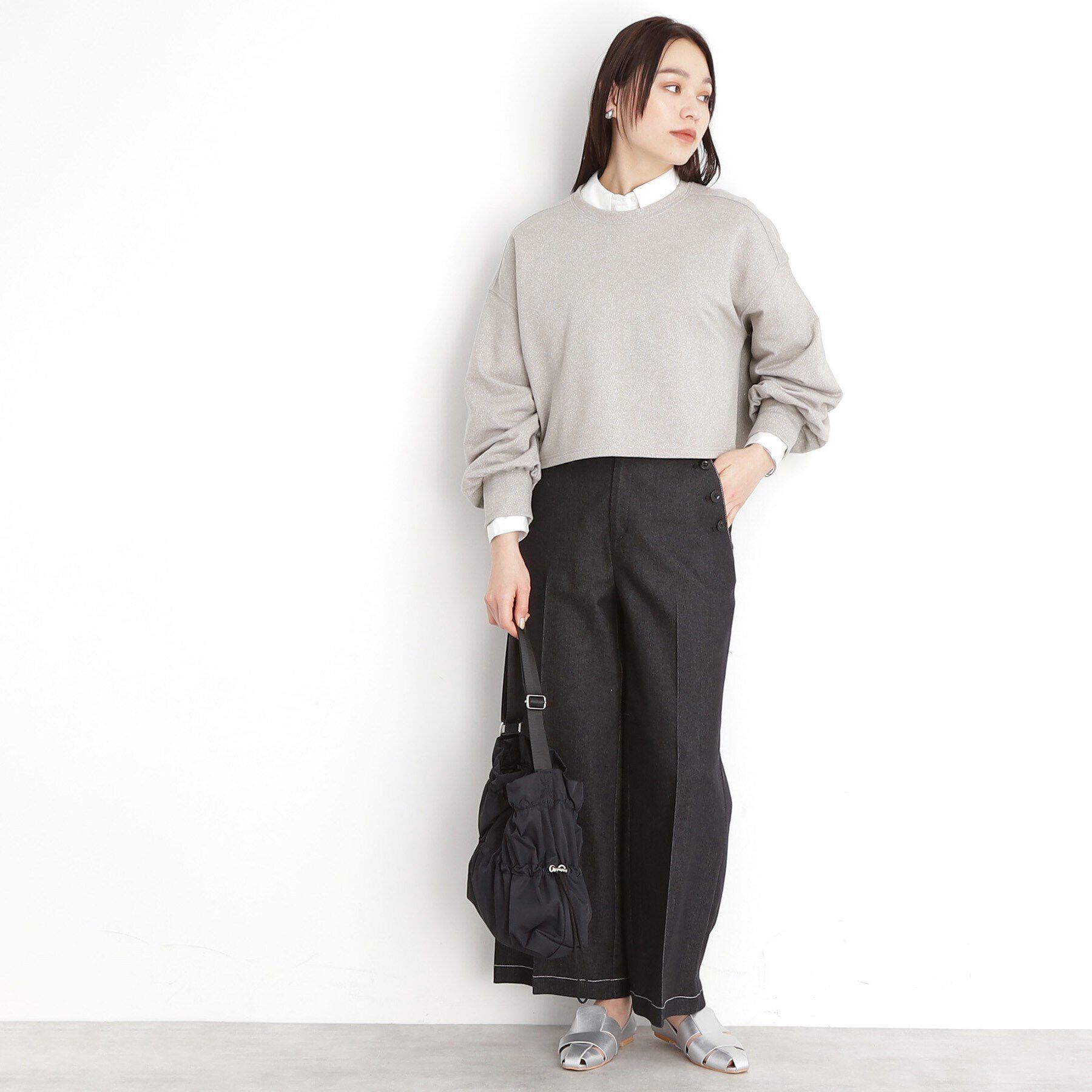 THE SHOP TK「ラメ裏毛パフスリーブ【洗える】」|Tシャツ・カットソー|