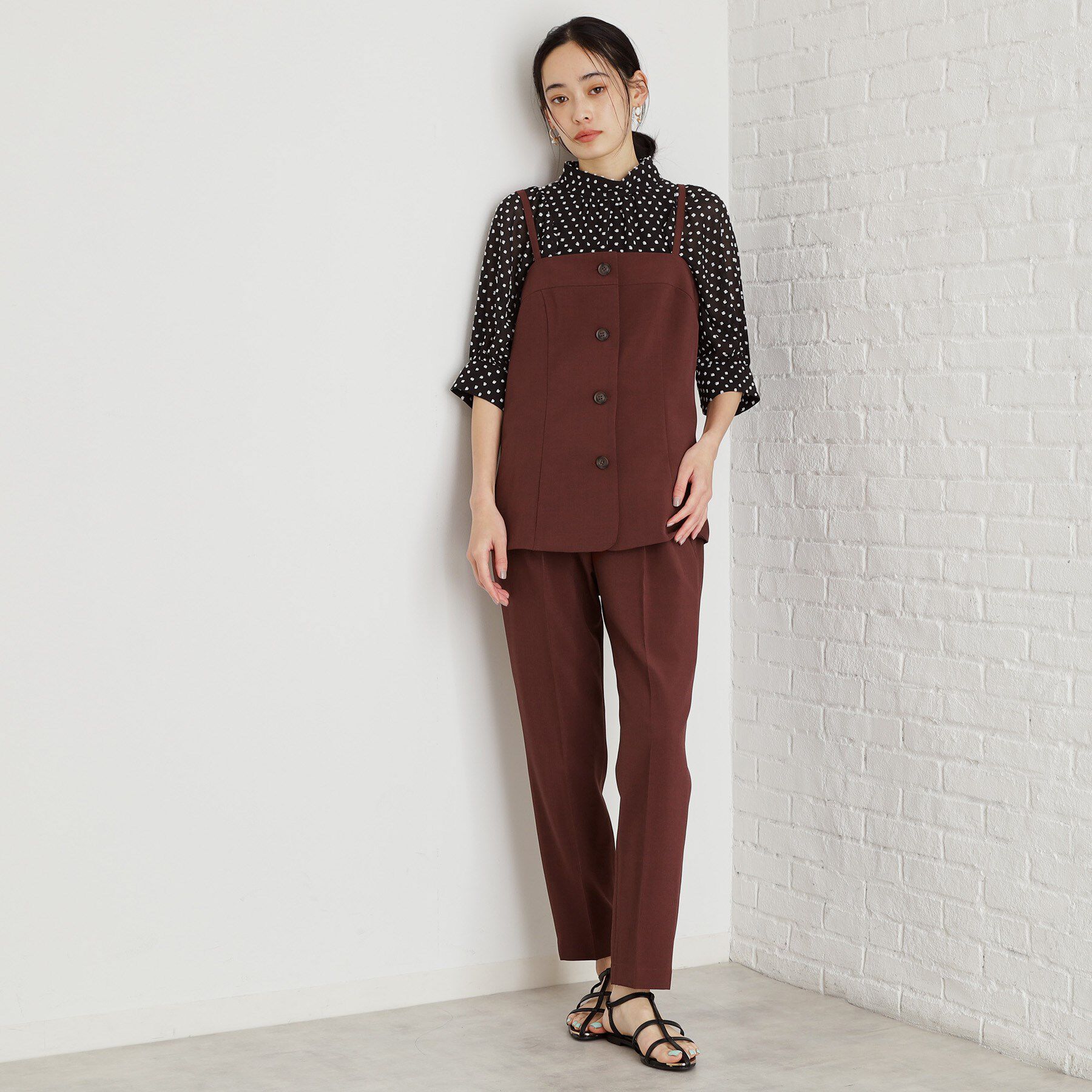 THE SHOP TK「麻調キャミビスチェ【洗濯機OK】」|キャミソール|