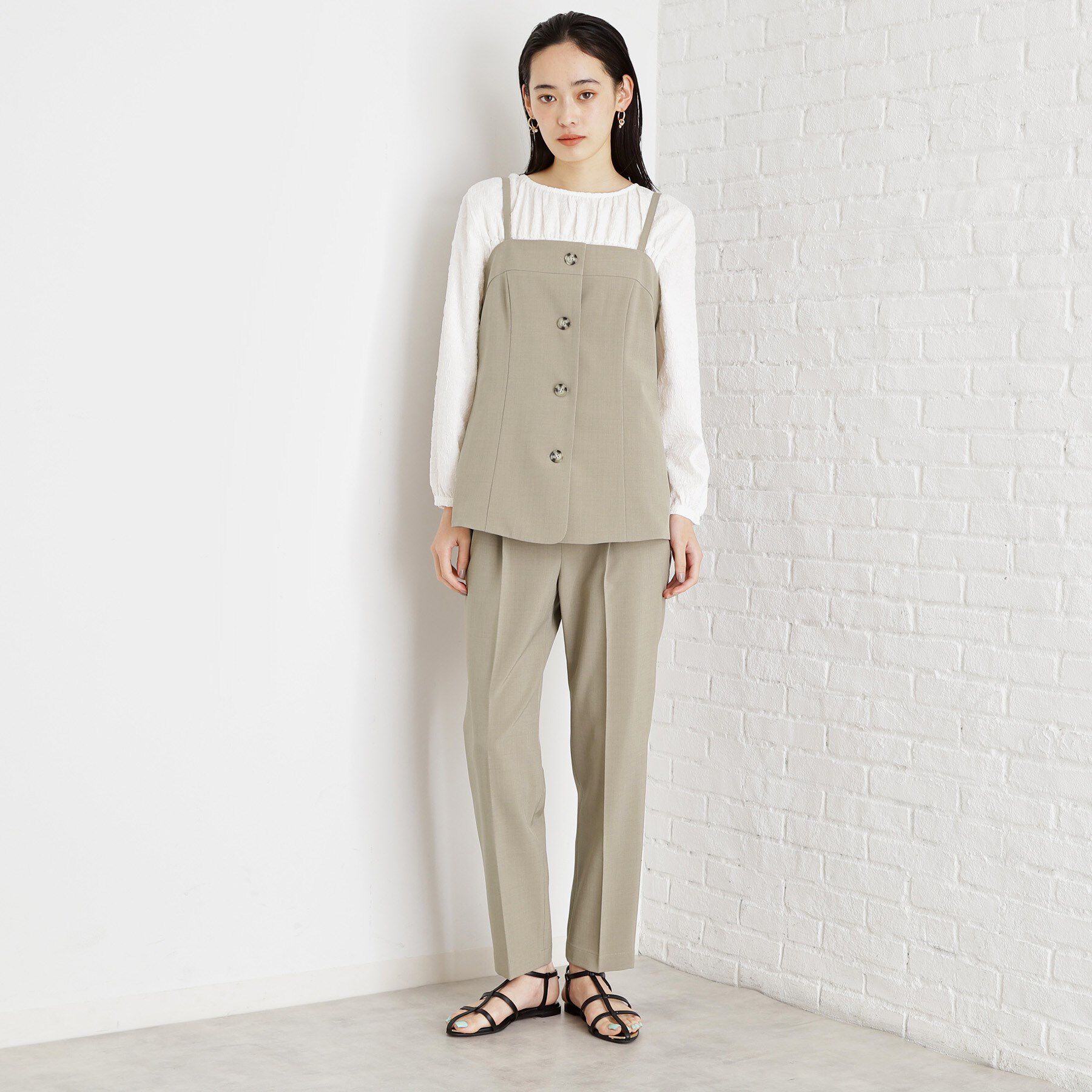 THE SHOP TK「麻調キャミビスチェ【洗濯機OK】」|キャミソール|