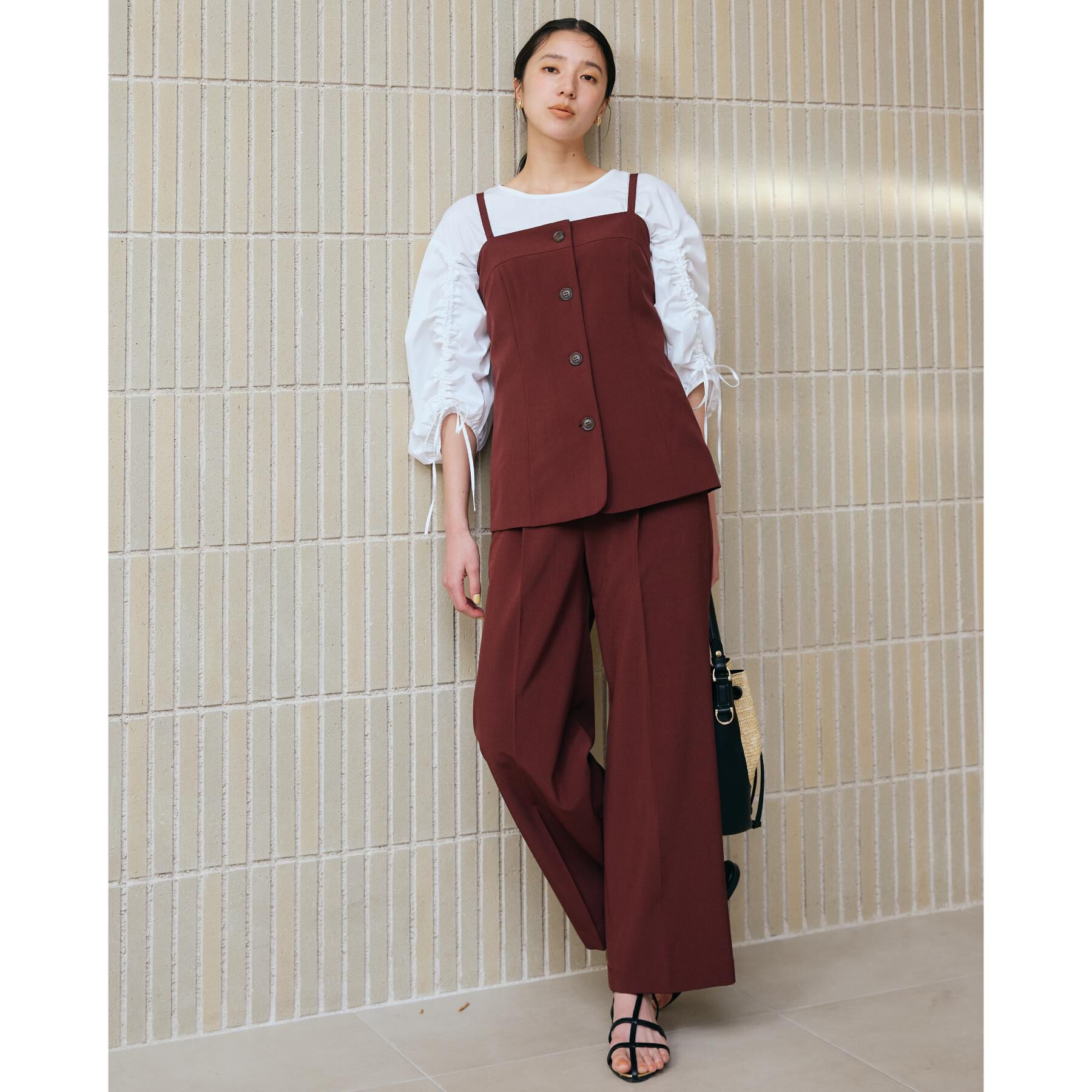 THE SHOP TK「麻調キャミビスチェ【洗濯機OK】」|キャミソール|