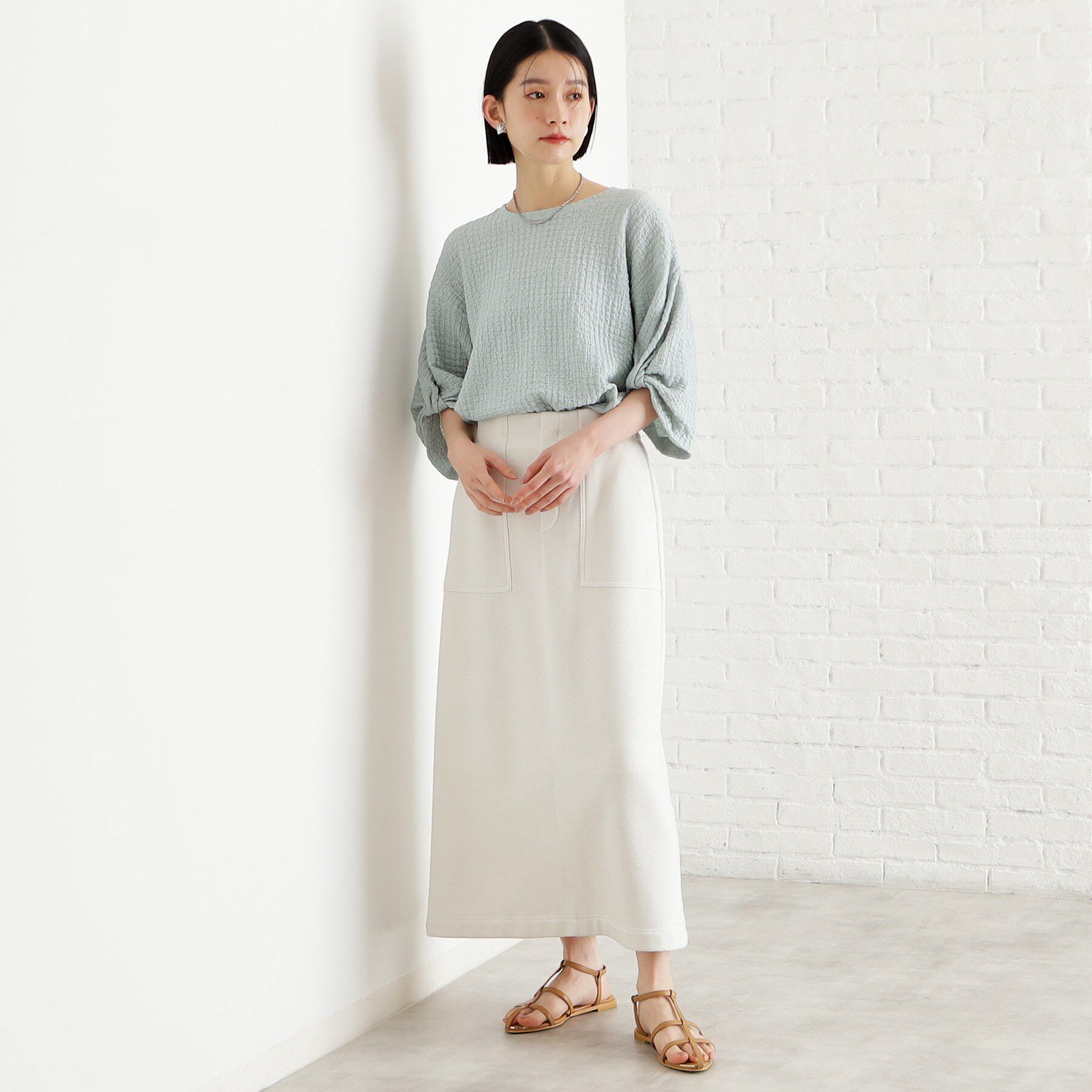 THE SHOP TK「ポコポコ袖タックプルオーバー【洗濯機OK】」|Tシャツ・カットソー|