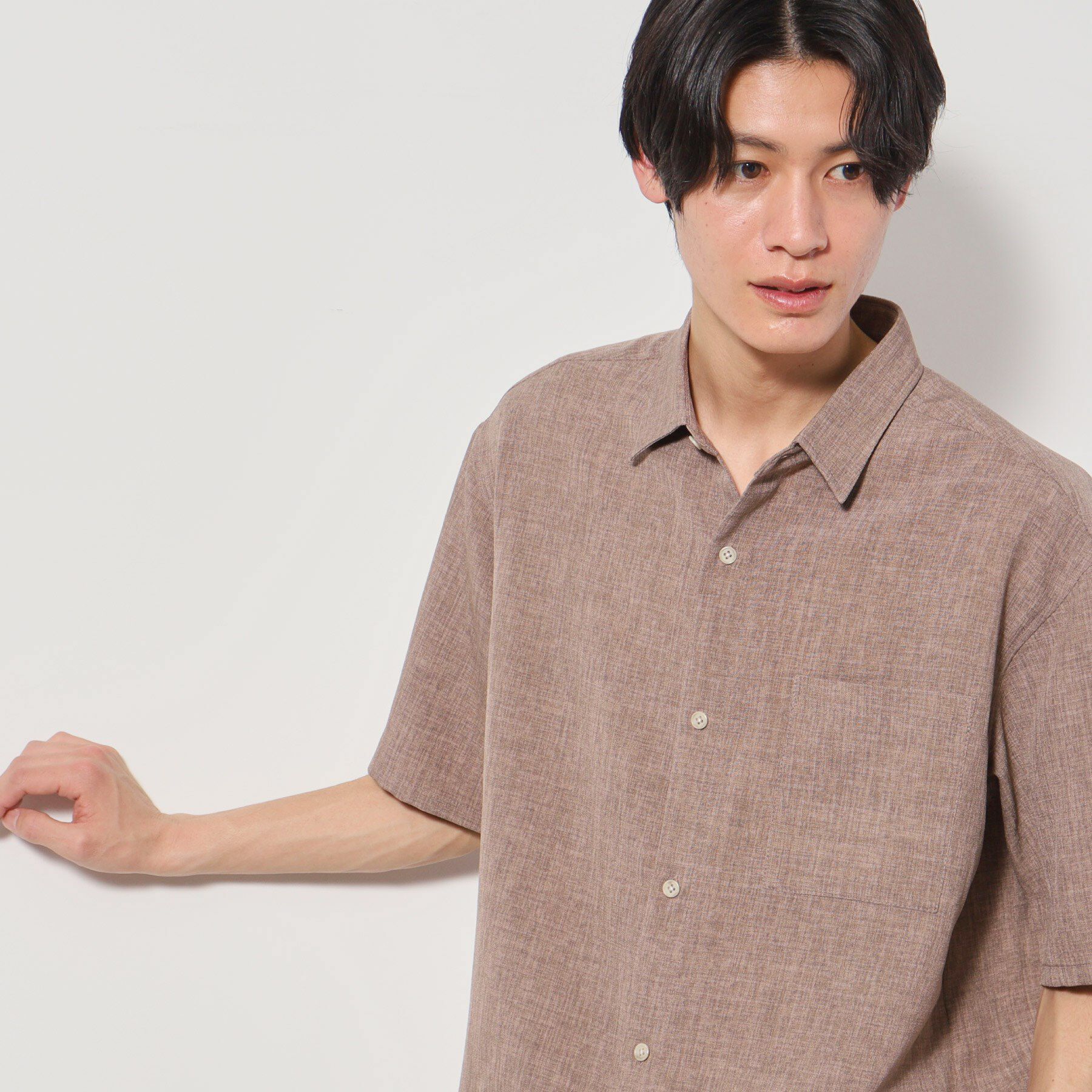 THE SHOP TK「リネンライク半袖シャツ セットアップ可」|シャツ・ブラウス|ベージュ(052)