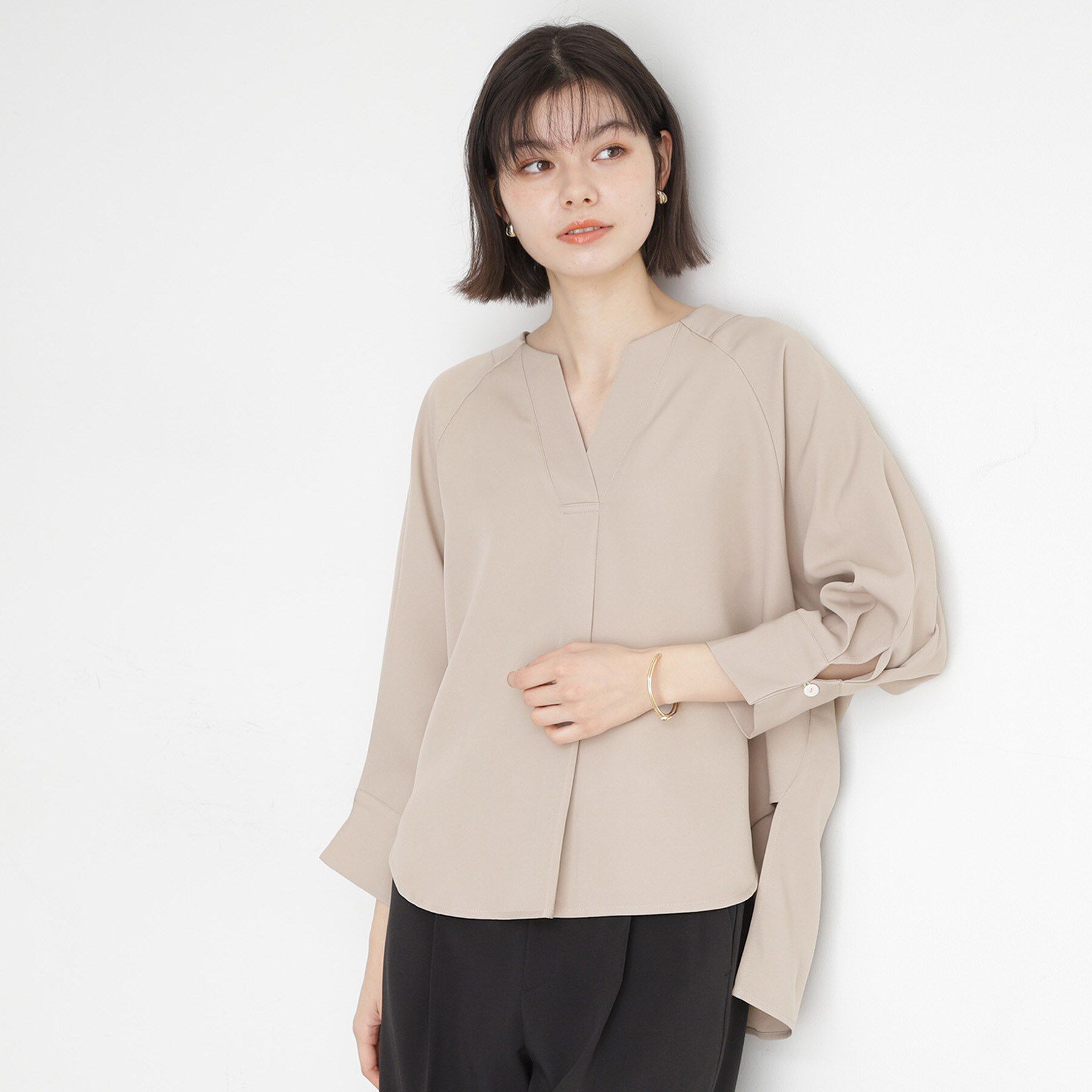 THE SHOP TK「ブラウス見えカットソー【洗える】」|シャツ・ブラウス|ライトグレー(011