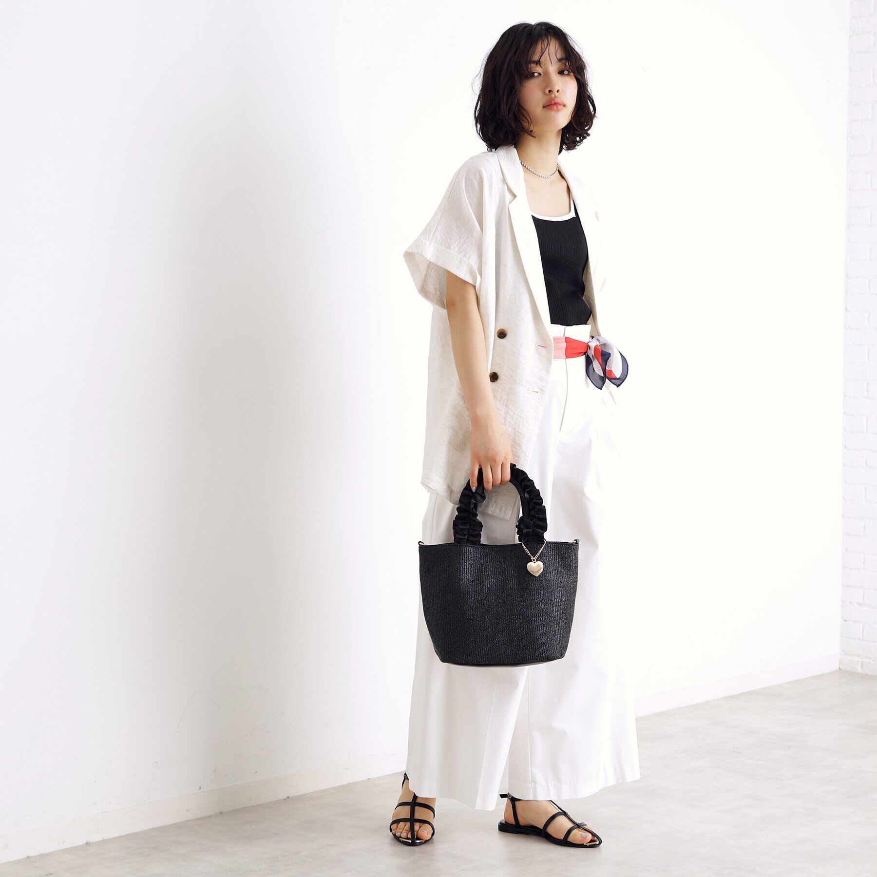 THE SHOP TK「雑材フリルハンドバッグ」|トートバッグ|