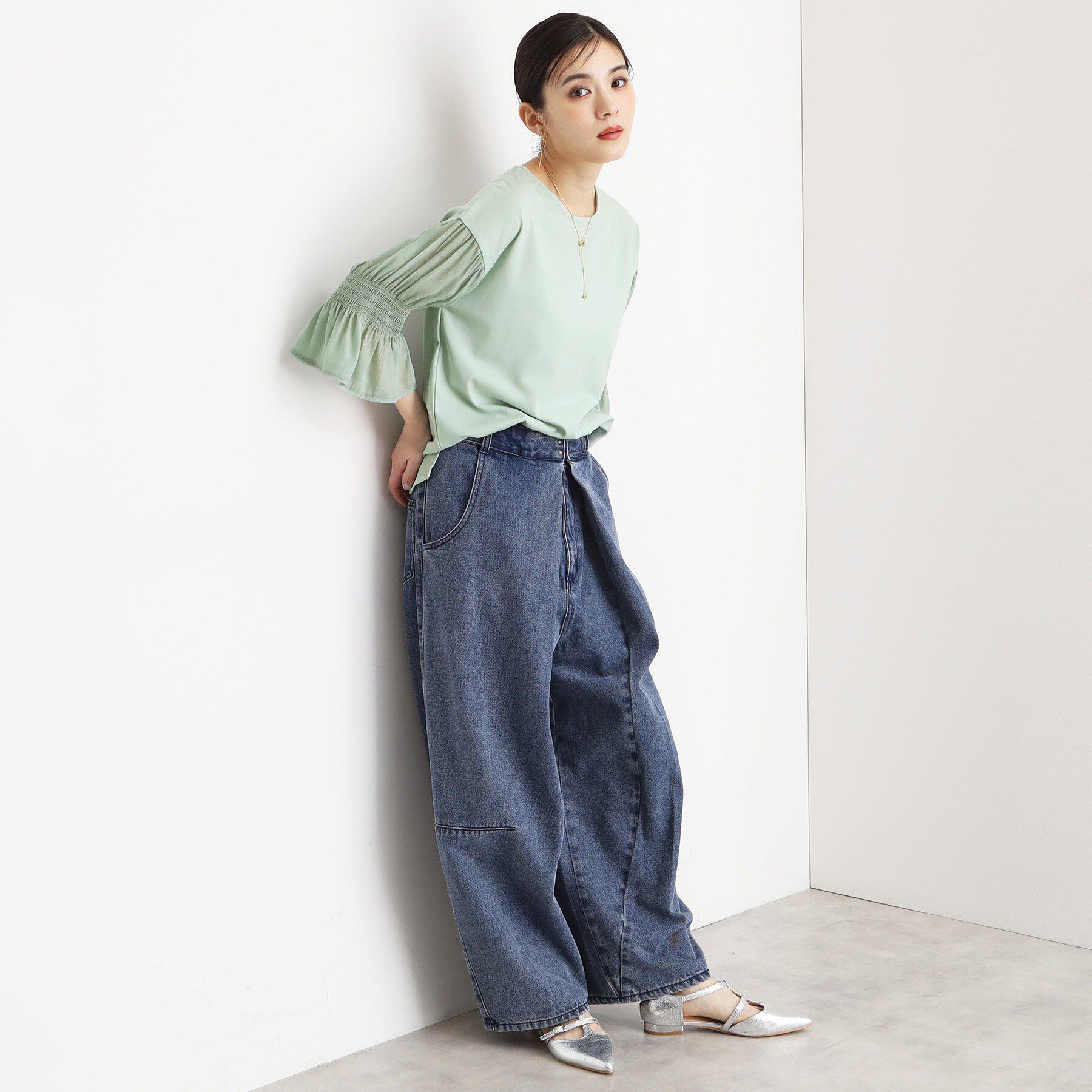 THE SHOP TK「袖シャーリングシアープルオーバー【洗濯機OK】」|Tシャツ・カットソー|