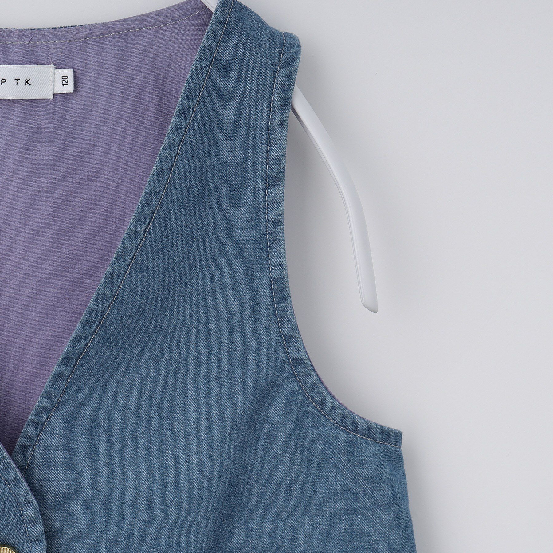 THE SHOP TK「【120-150】ペプラムライトデニムジレ/洗濯機OK・ママとおそろい」|ベスト・ジレ|