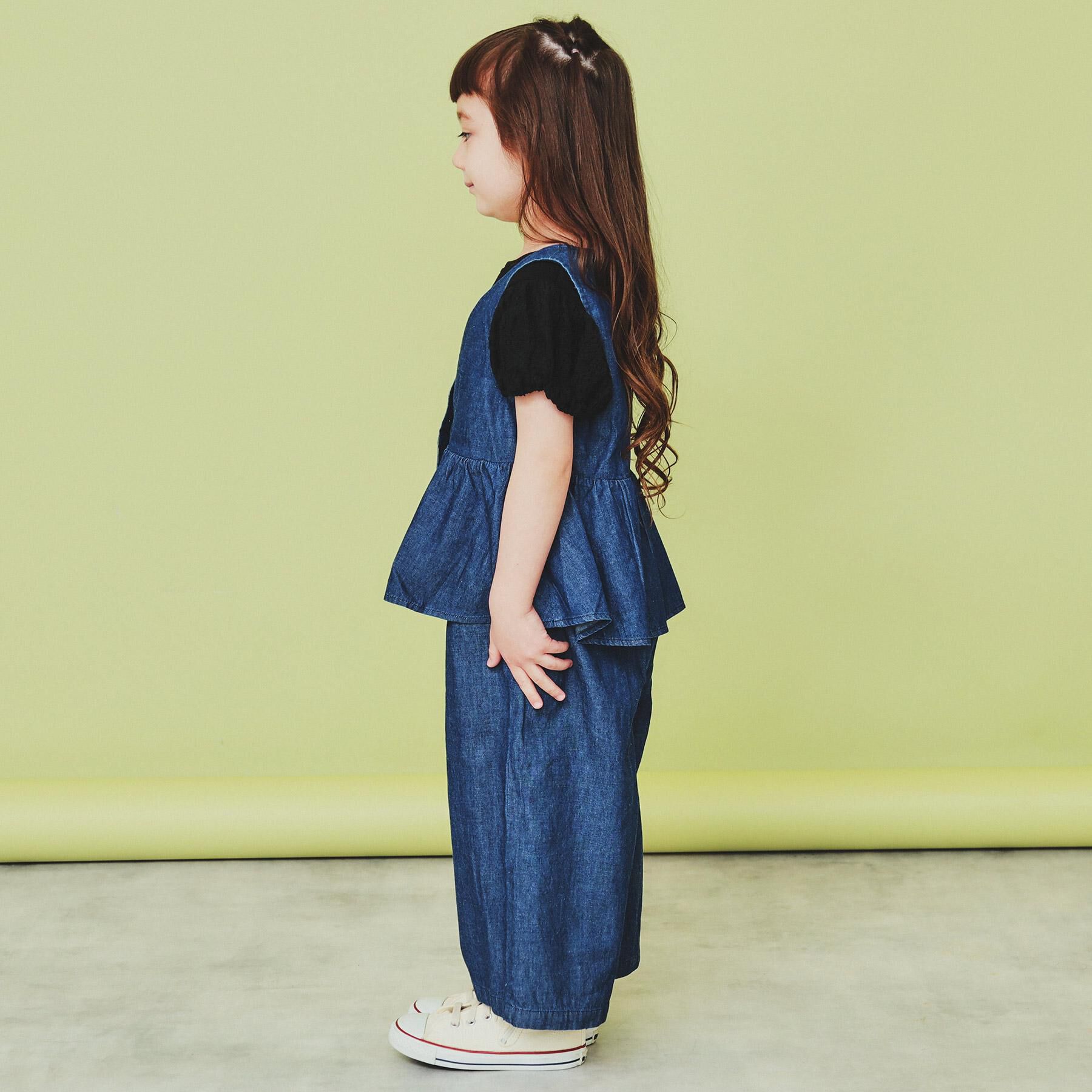 THE SHOP TK「【120-150】ペプラムライトデニムジレ/洗濯機OK・ママとおそろい」|ベスト・ジレ|