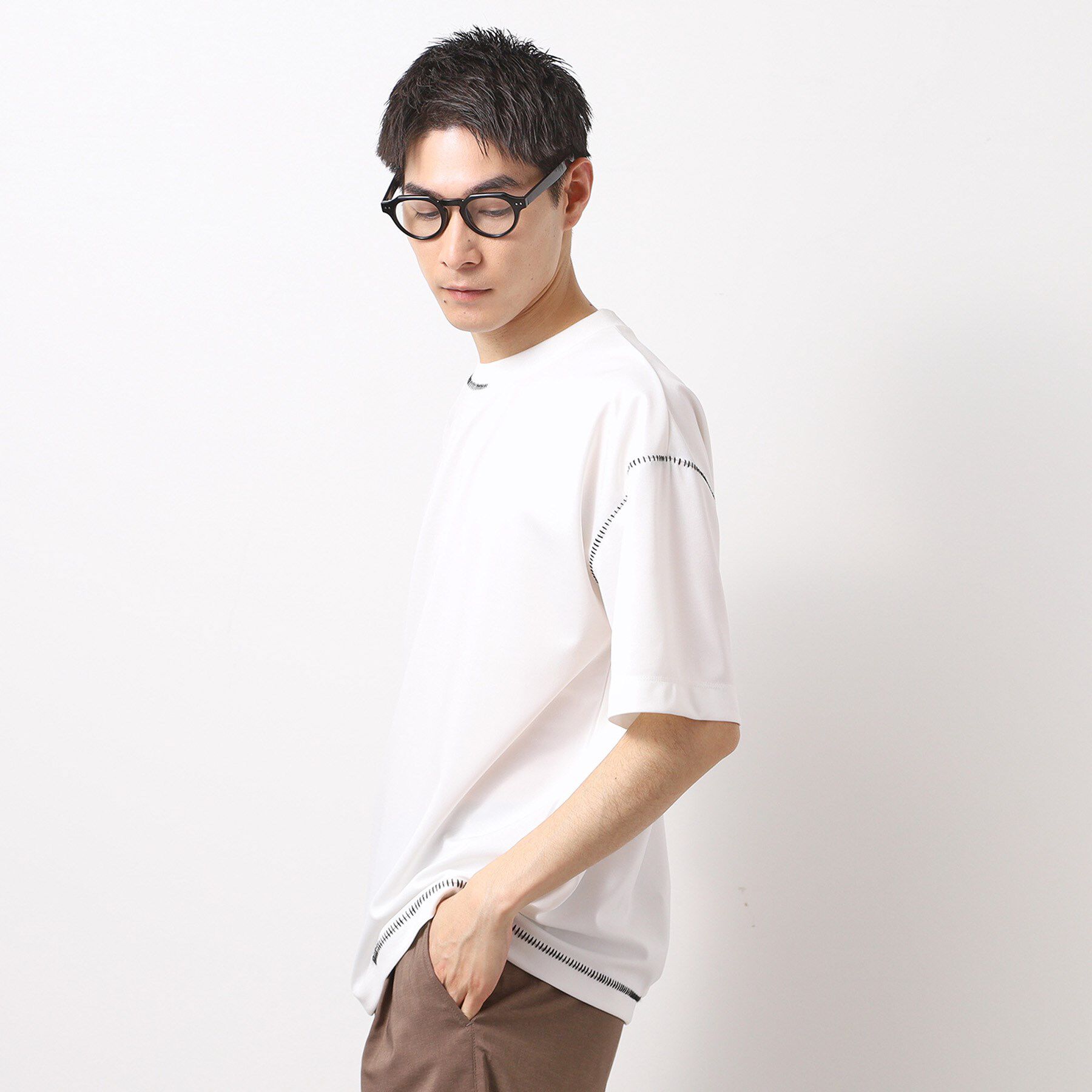 THE SHOP TK「ブランケットステッチ半袖Tシャツ」|Tシャツ・カットソー|