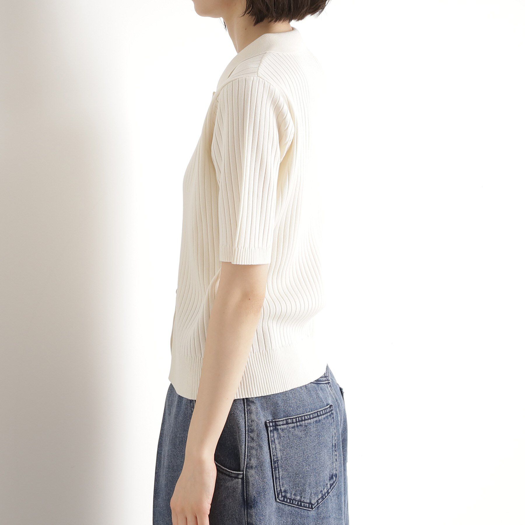 THE SHOP TK「リブニットポロシャツ【洗濯機OK】」|ニット・セーター|