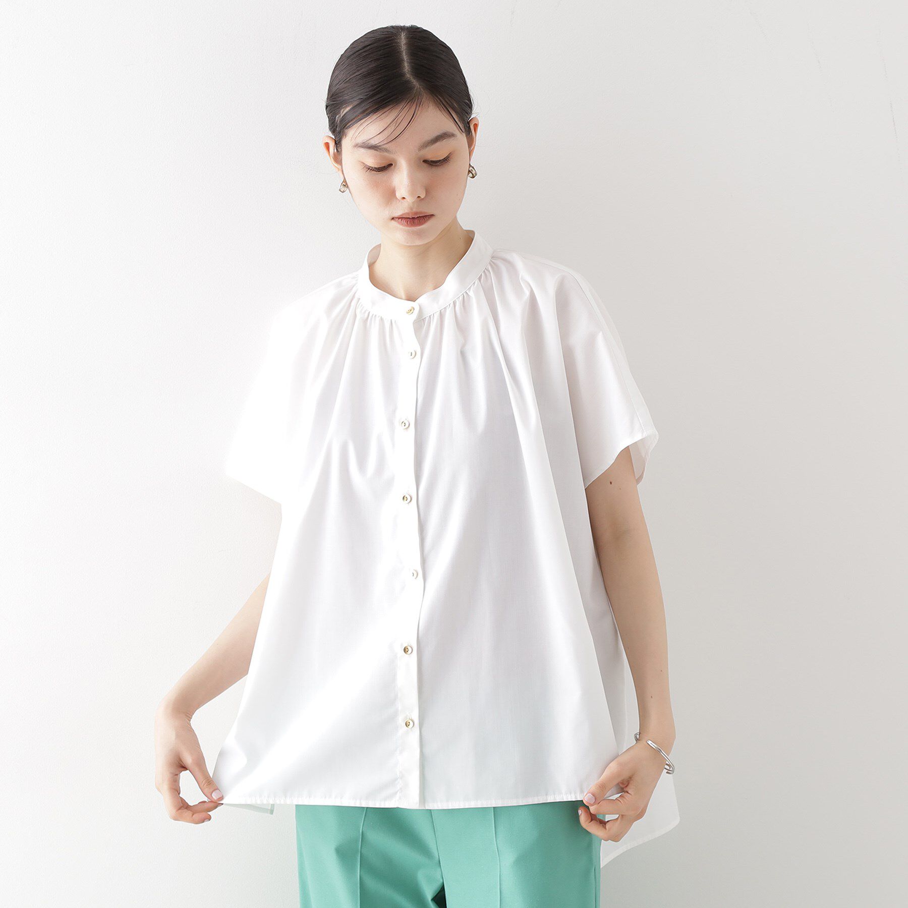 THE SHOP TK「袖ギャザーブラウス【洗濯機OK】」|シャツ・ブラウス|