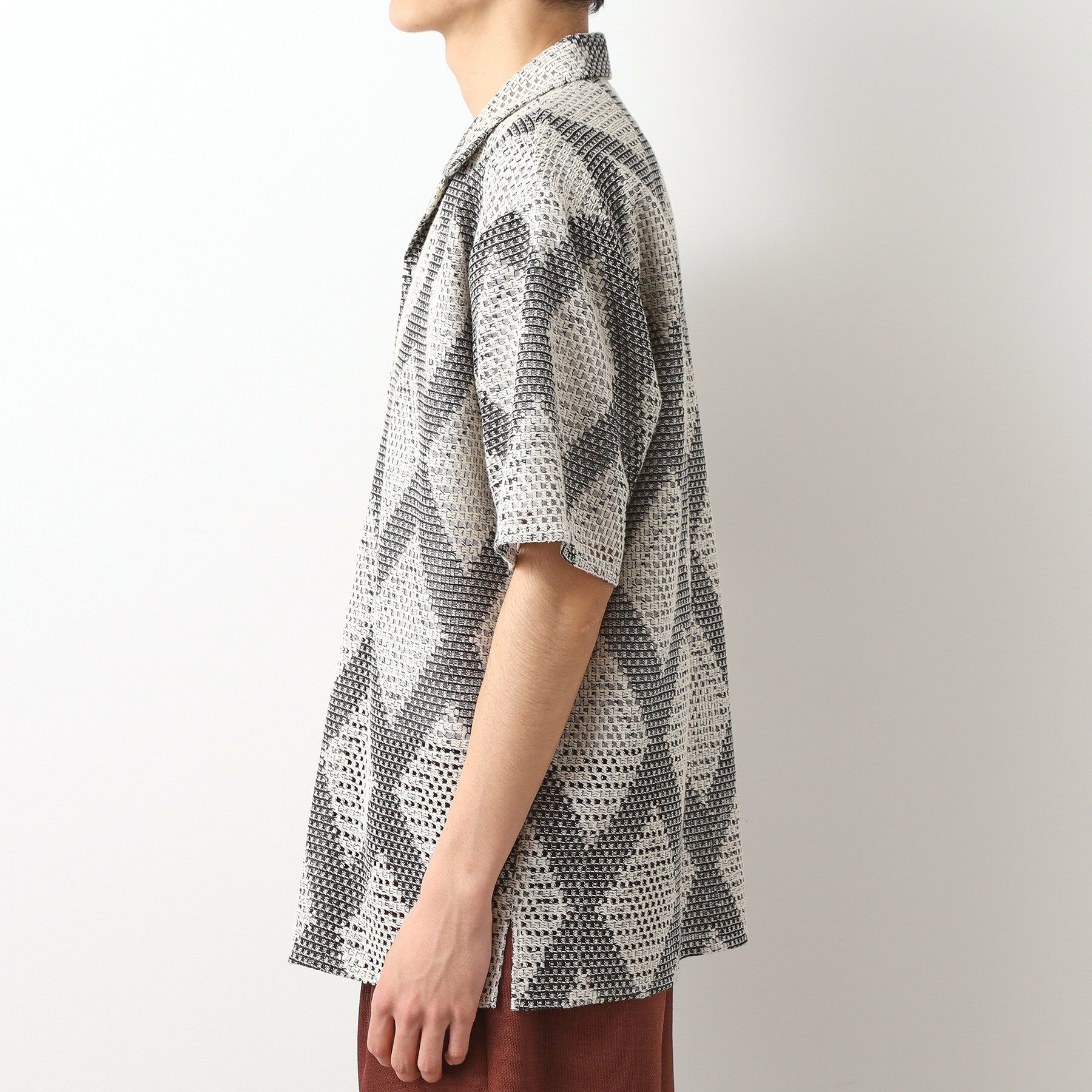 THE SHOP TK「ダイヤ柄プリント半袖シャツ【洗濯機OK/オーバーサイズ】」|シャツ・ブラウス|