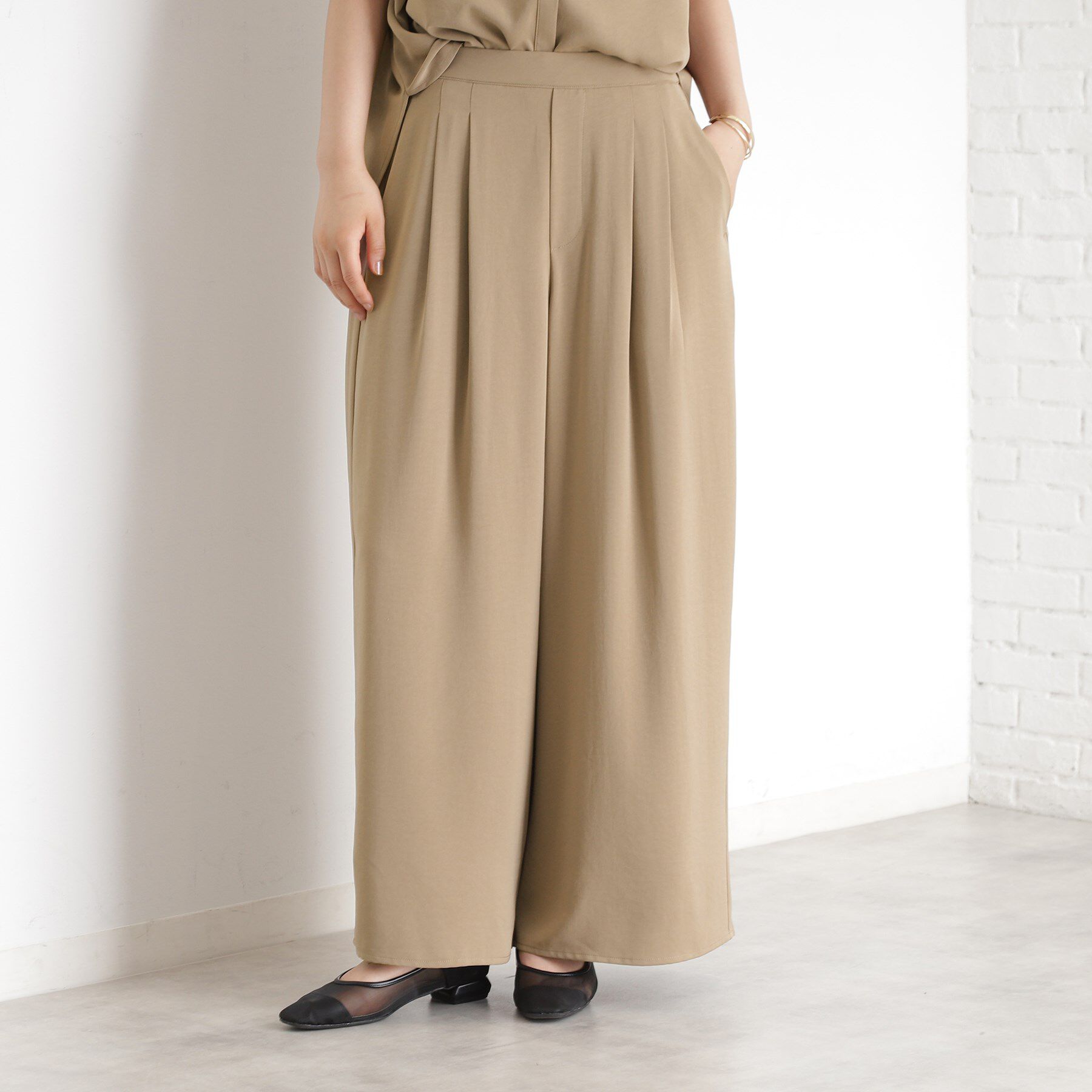 THE SHOP TK「タックワイドパンツ【UV/洗濯機OK/セットUP可】」|その他|ベージュ(052)