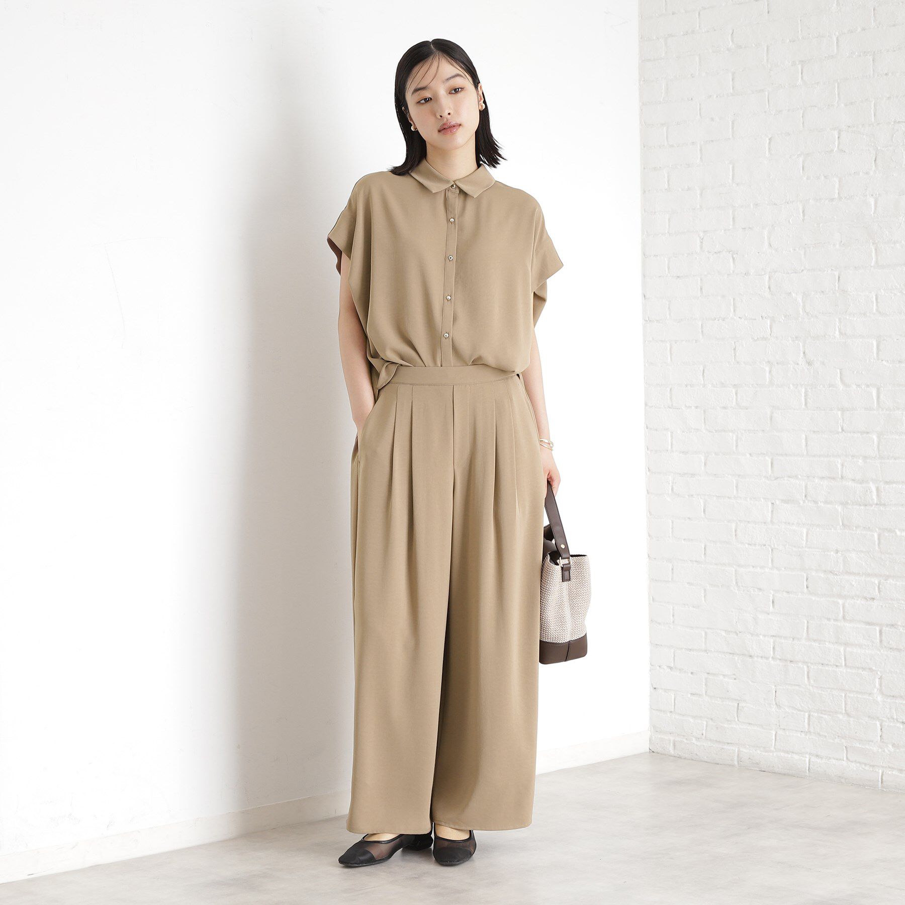 THE SHOP TK「コットンライクブラウス【接触冷感/洗濯機OK/UV/セットアップ可】」|シャツ・ブラウス|