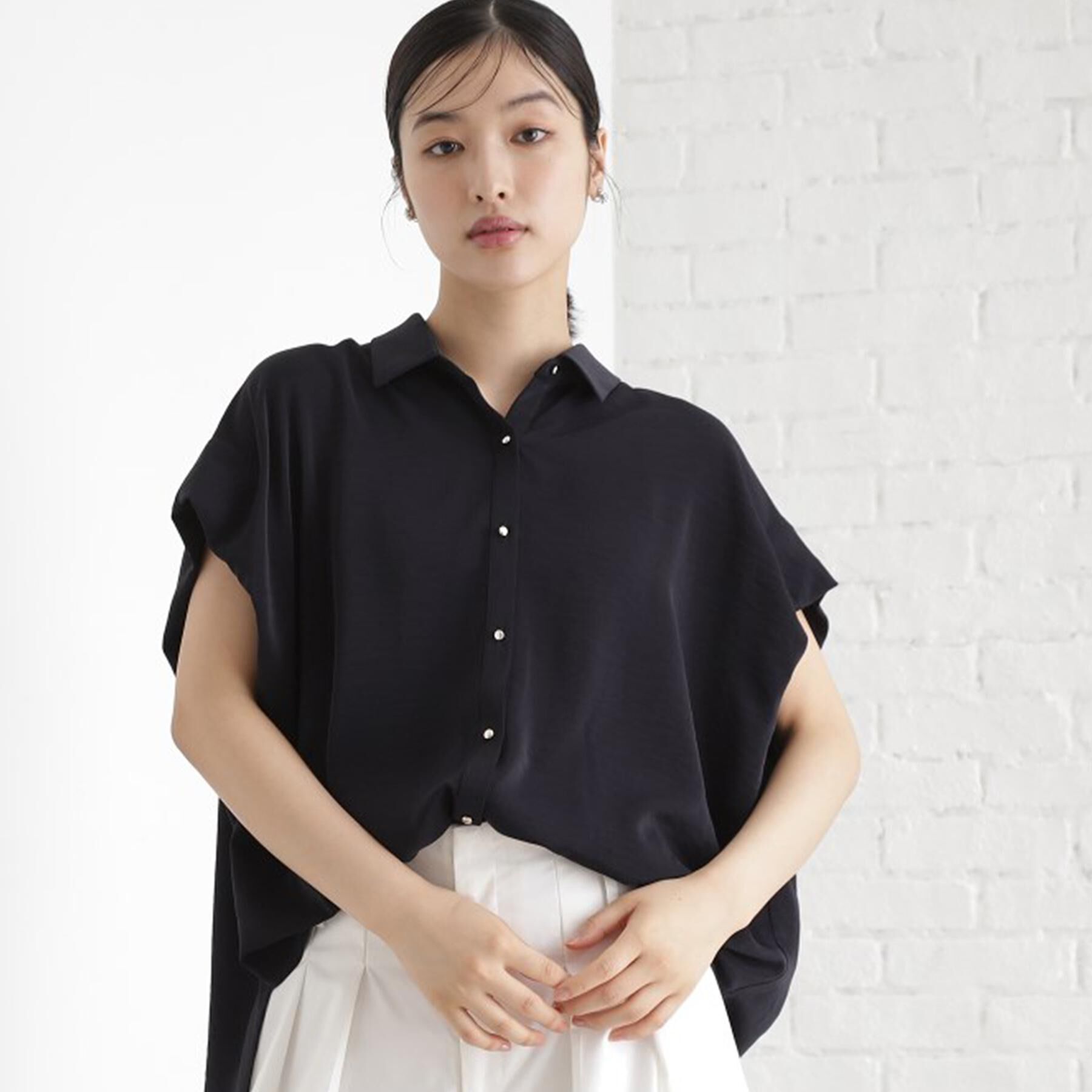 THE SHOP TK「コットンライクブラウス【接触冷感/洗濯機OK/UV/セットアップ可】」|シャツ・ブラウス|