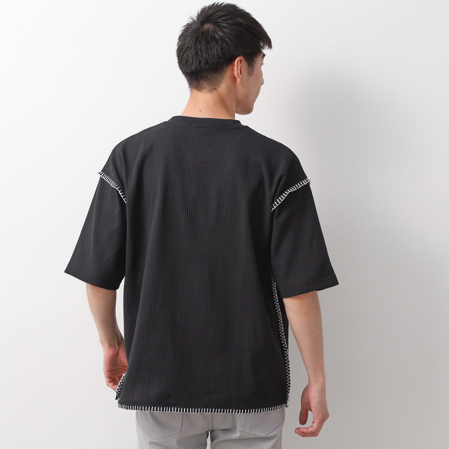 THE SHOP TK「ステッチ刺繍半袖Tシャツ ビックシルエット」|Tシャツ・カットソー|