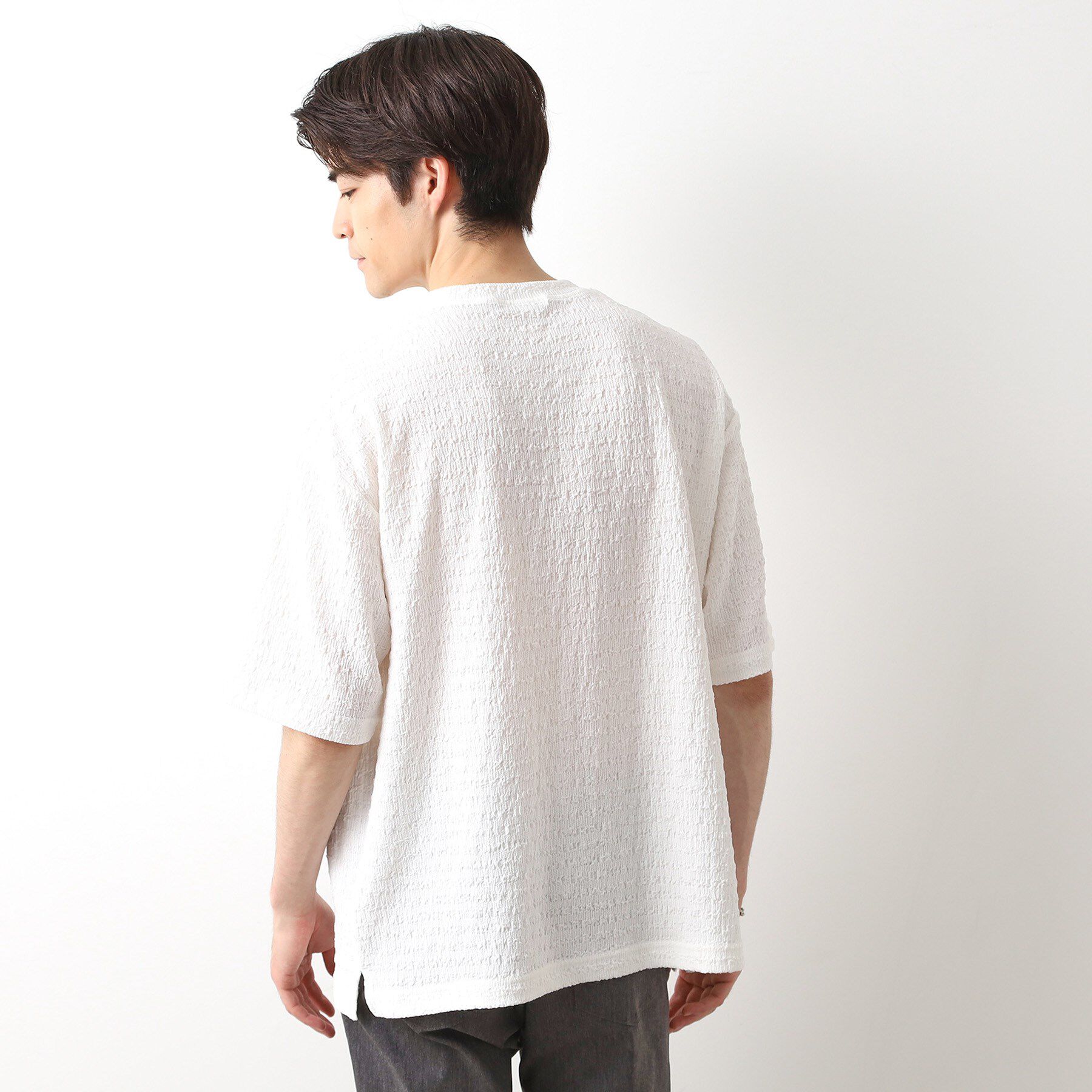 THE SHOP TK「楊柳ボーダー半袖Tシャツ【洗濯機OK】」|Tシャツ・カットソー|