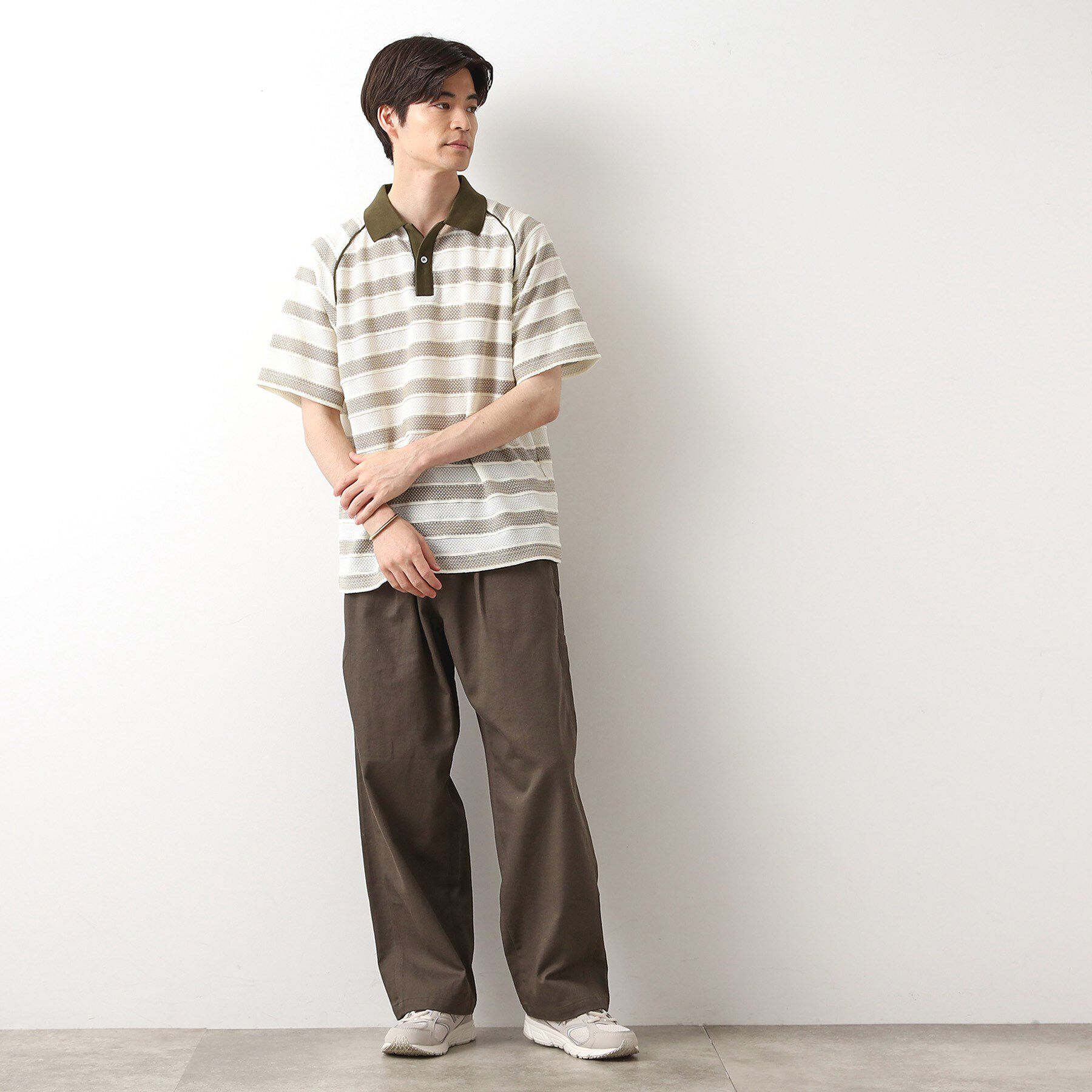 THE SHOP TK「変形ボーダーポロシャツ【洗濯機OK】」|Tシャツ・カットソー|