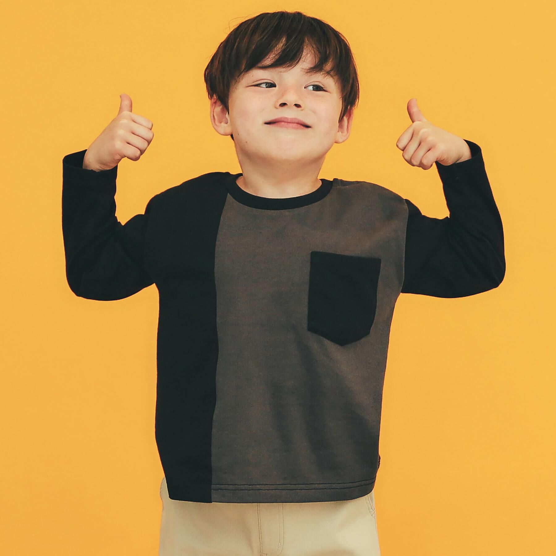 THE SHOP TK「【110-160/洗濯機OK】切り替え長袖Tシャツ」|Tシャツ・カットソー|ブラック(519)