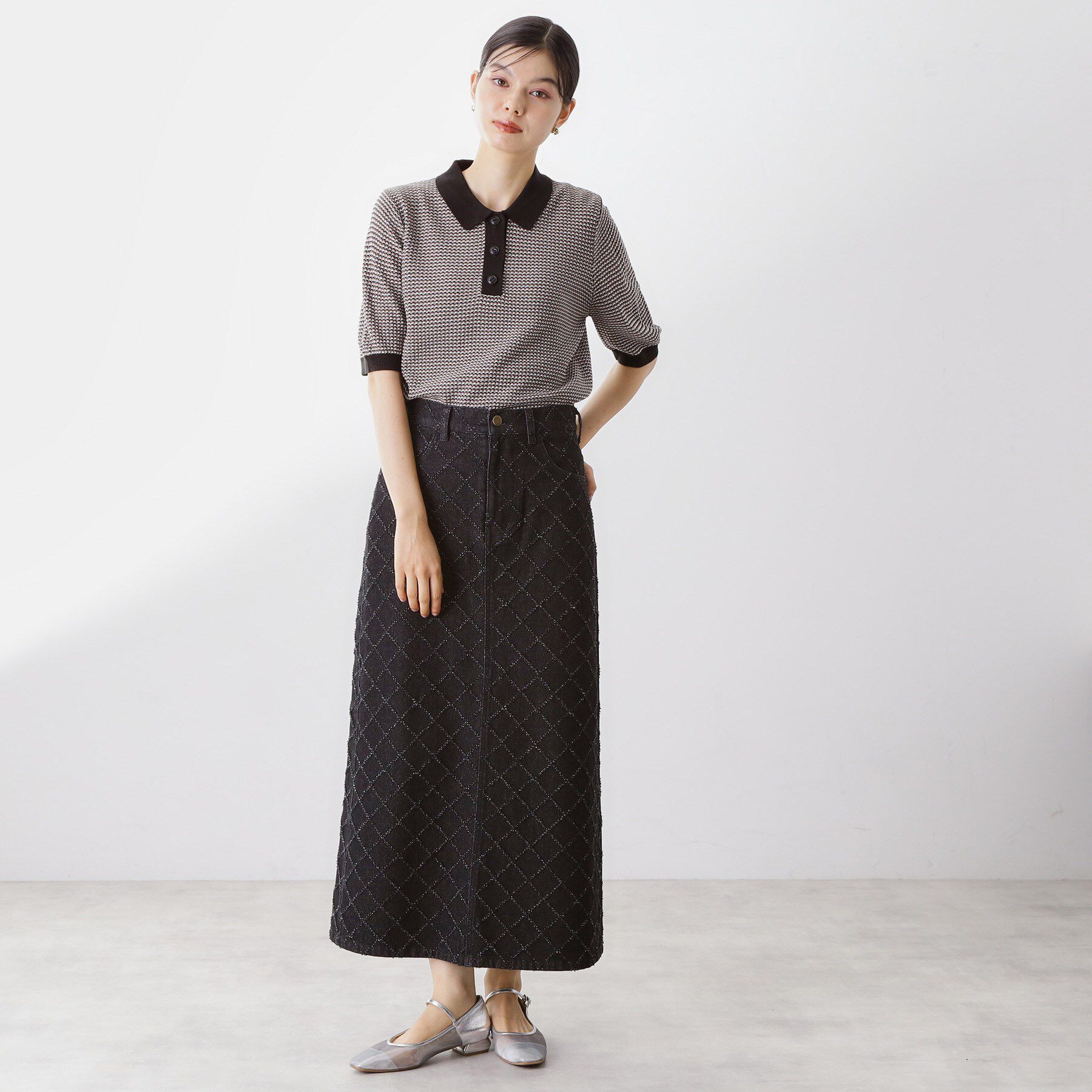 THE SHOP TK「【再入荷】柄アソートポロニットシャツ【洗濯機OK】」|ニット・セーター|