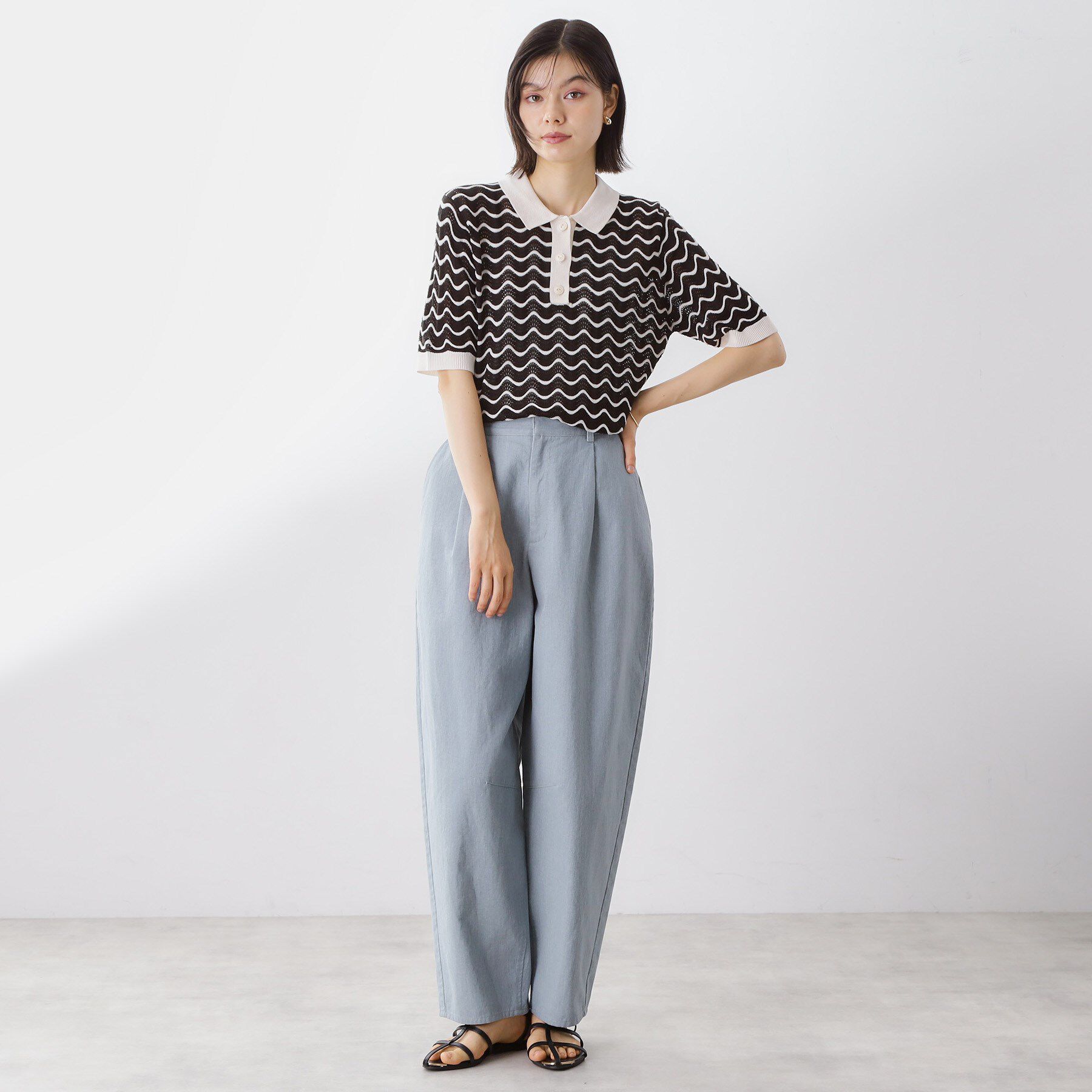 THE SHOP TK「【再入荷】柄アソートポロニットシャツ【洗濯機OK】」|ニット・セーター|