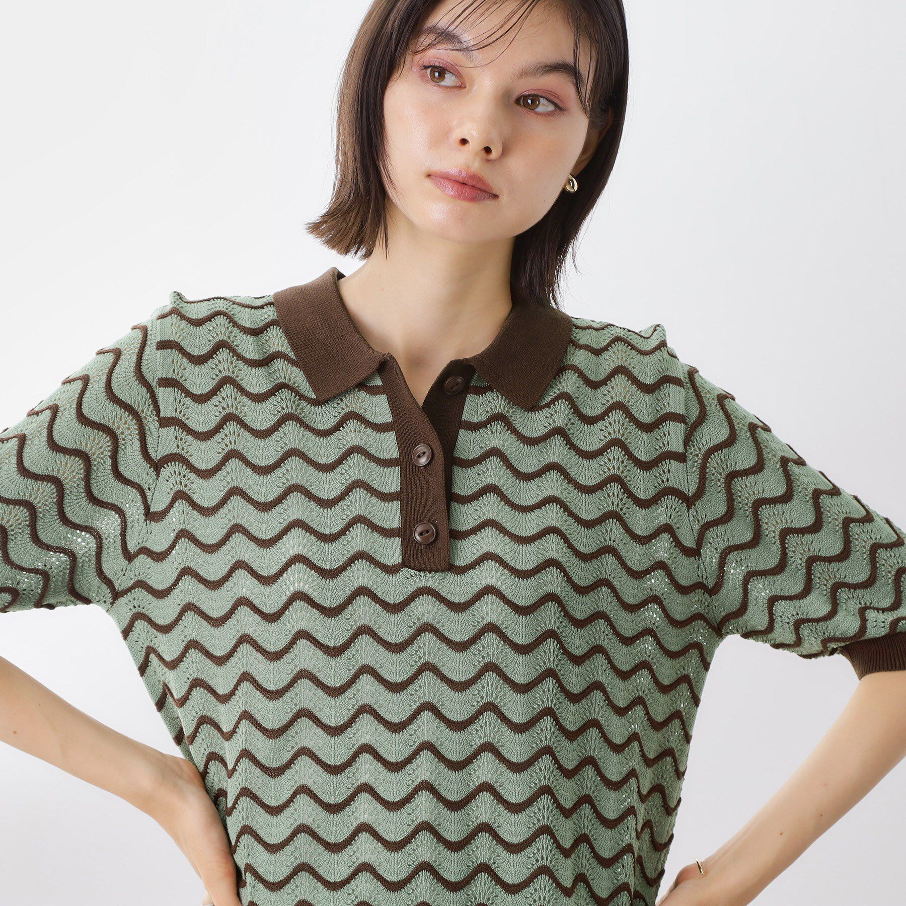 THE SHOP TK「【再入荷】柄アソートポロニットシャツ【洗濯機OK】」|ニット・セーター|