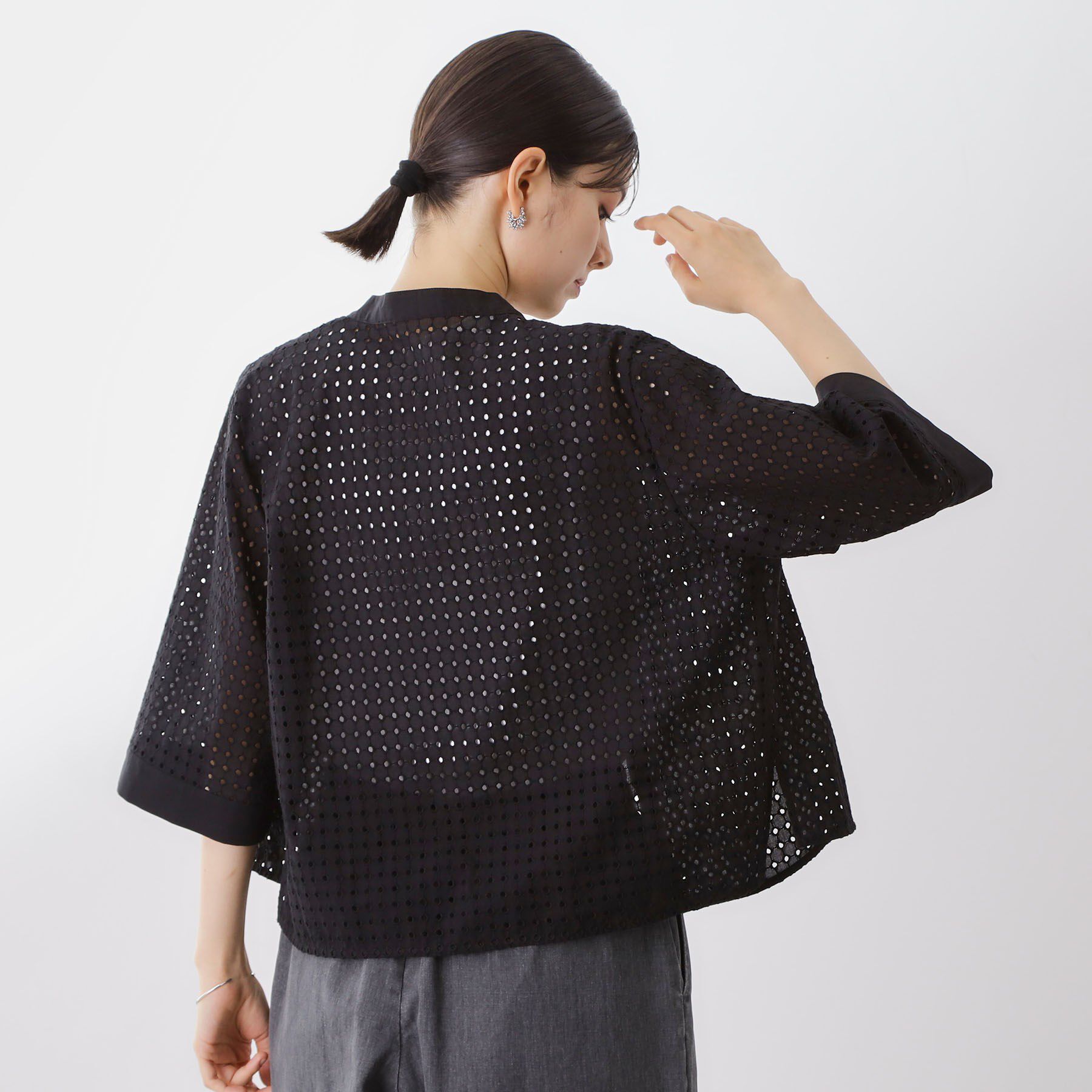 THE SHOP TK「5分袖レース刺繍コットンシャツ」|シャツ・ブラウス|