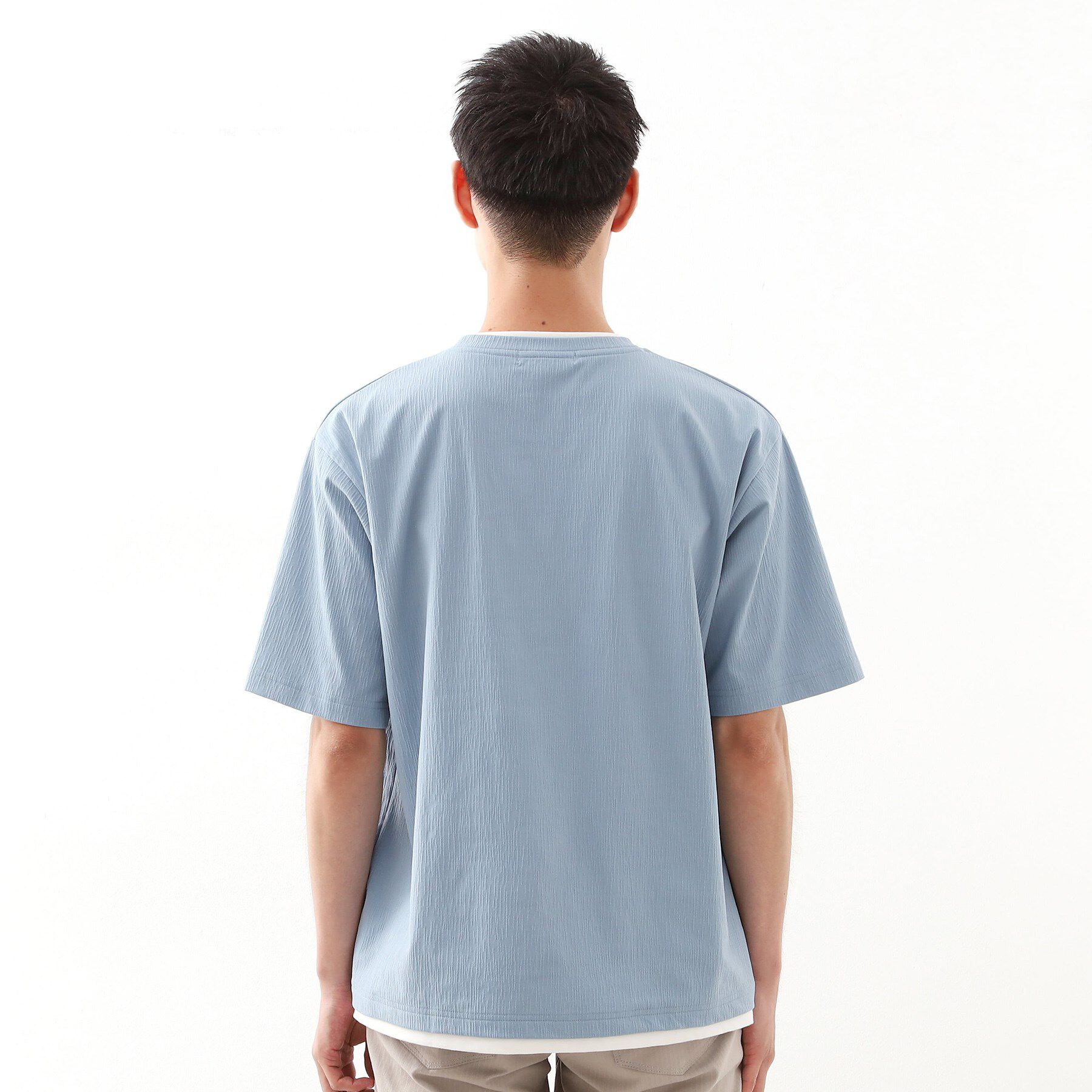 THE SHOP TK「楊柳フェイクレイヤード半袖Tシャツ 【吸水速乾/毛玉になりにくい/洗濯機OK】」|Tシャツ・カットソー|