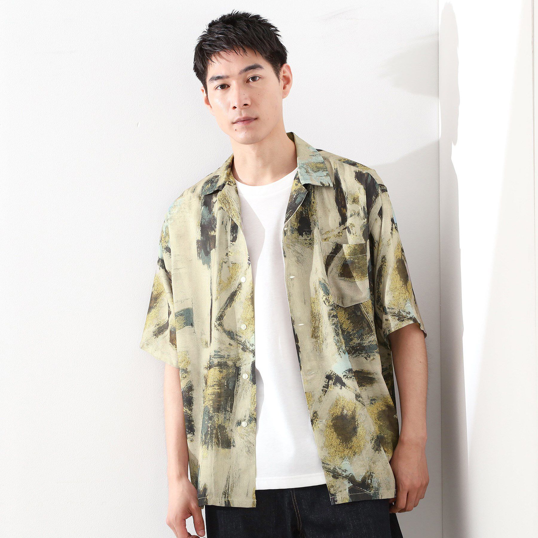 THE SHOP TK「アートプリントメッシュ半袖シャツ　【洗濯機OK】」|シャツ・ブラウス|