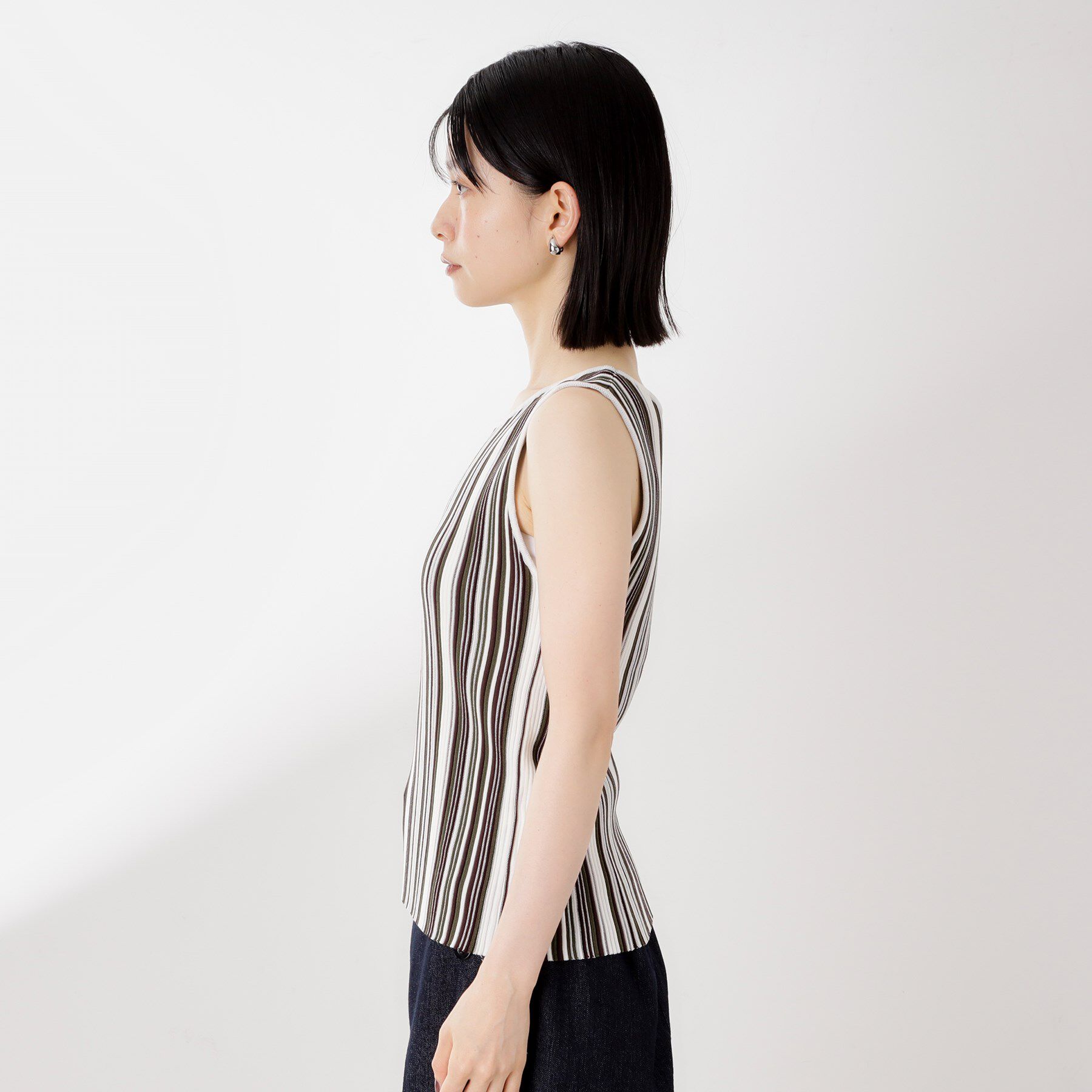 THE SHOP TK「ストライプ柄ニットタンク前後2WAY」|ニット・セーター|