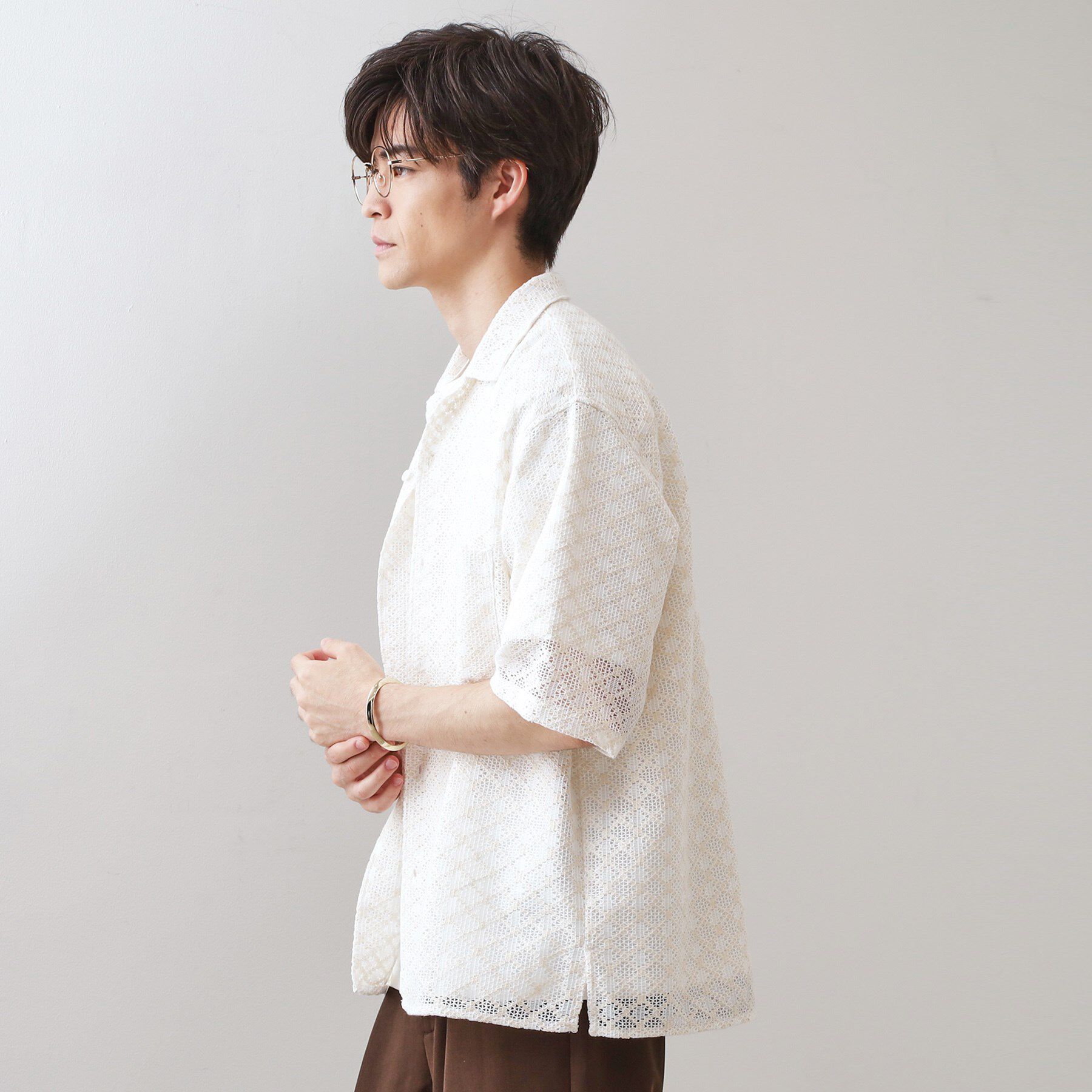 THE SHOP TK「クラフトレース半袖シャツ 【洗濯機OK】」|シャツ・ブラウス|