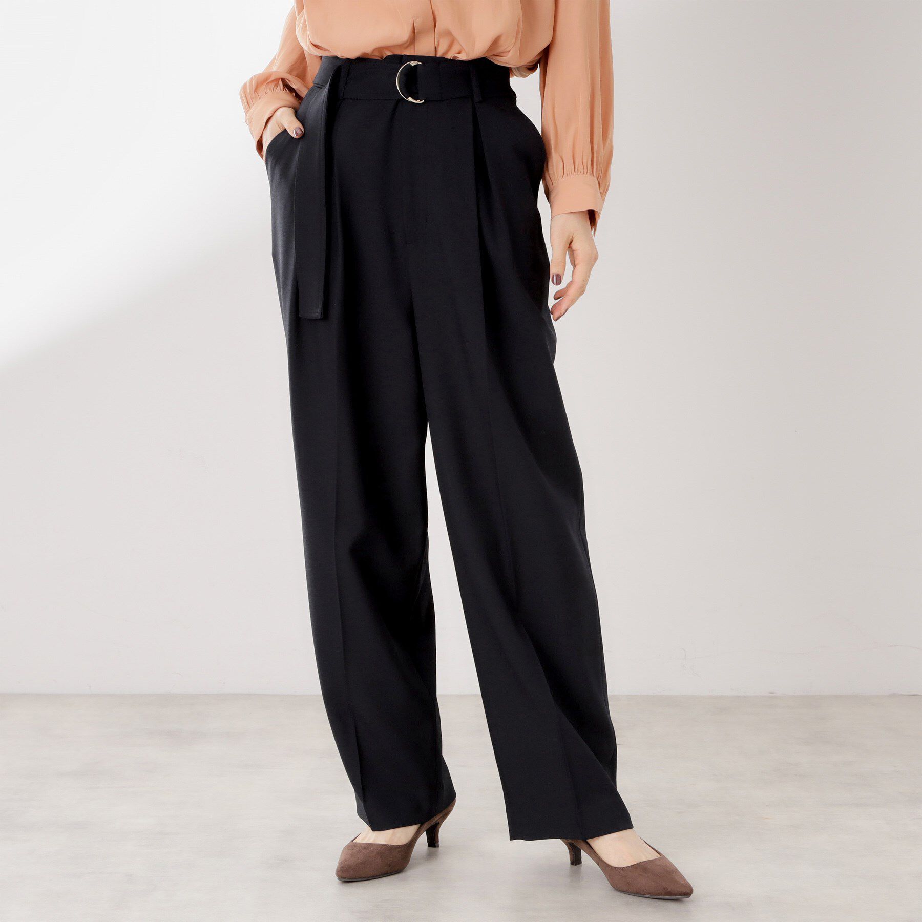 THE SHOP TK「ベルト付バレルパンツ【セットアップ可】/CAVIANシリーズ」|その他|ネイビー(094)