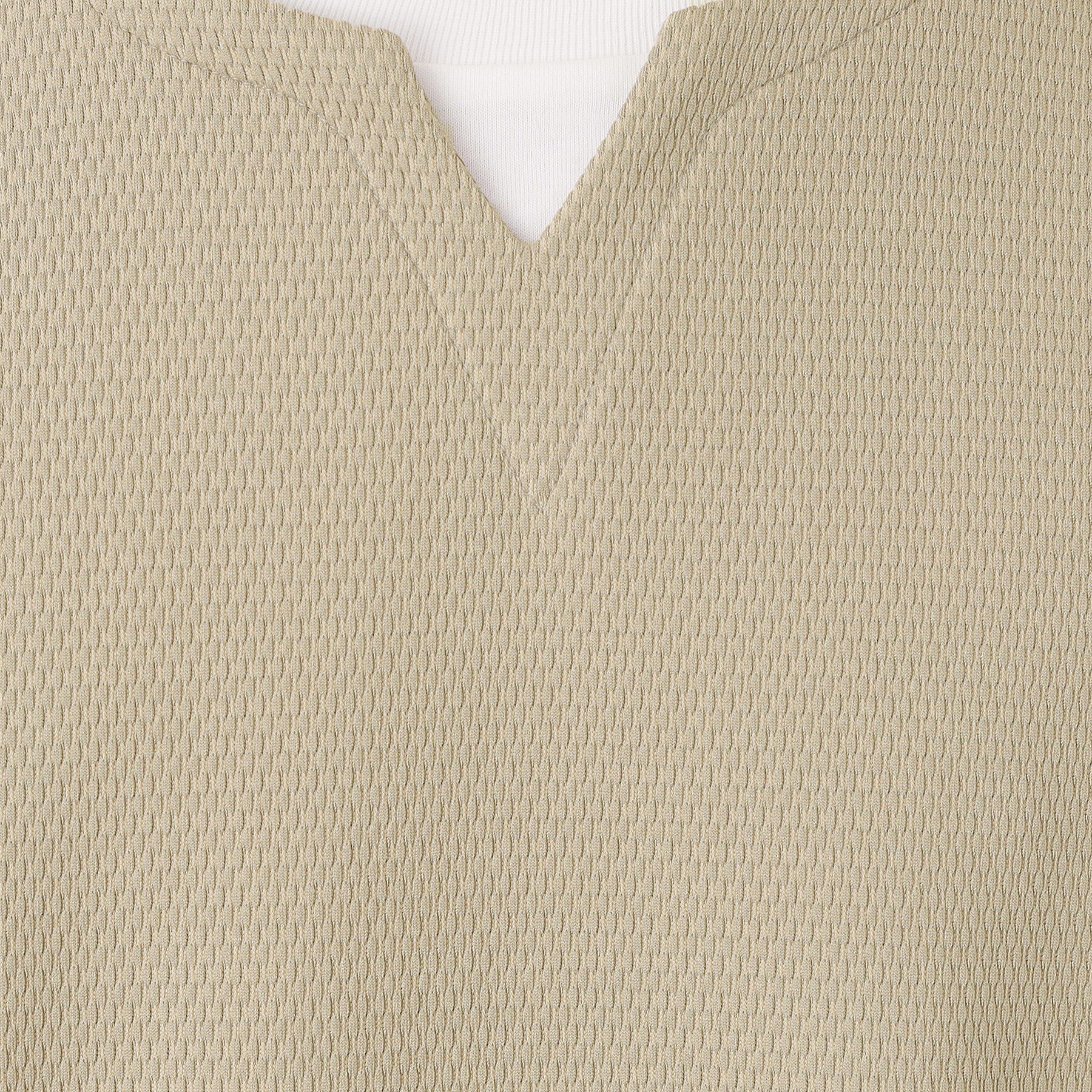 THE SHOP TK「【一枚でコーディネートが完成！】レイヤード風キーネック長袖Tシャツ 洗濯機OK」|Tシャツ・カットソー|