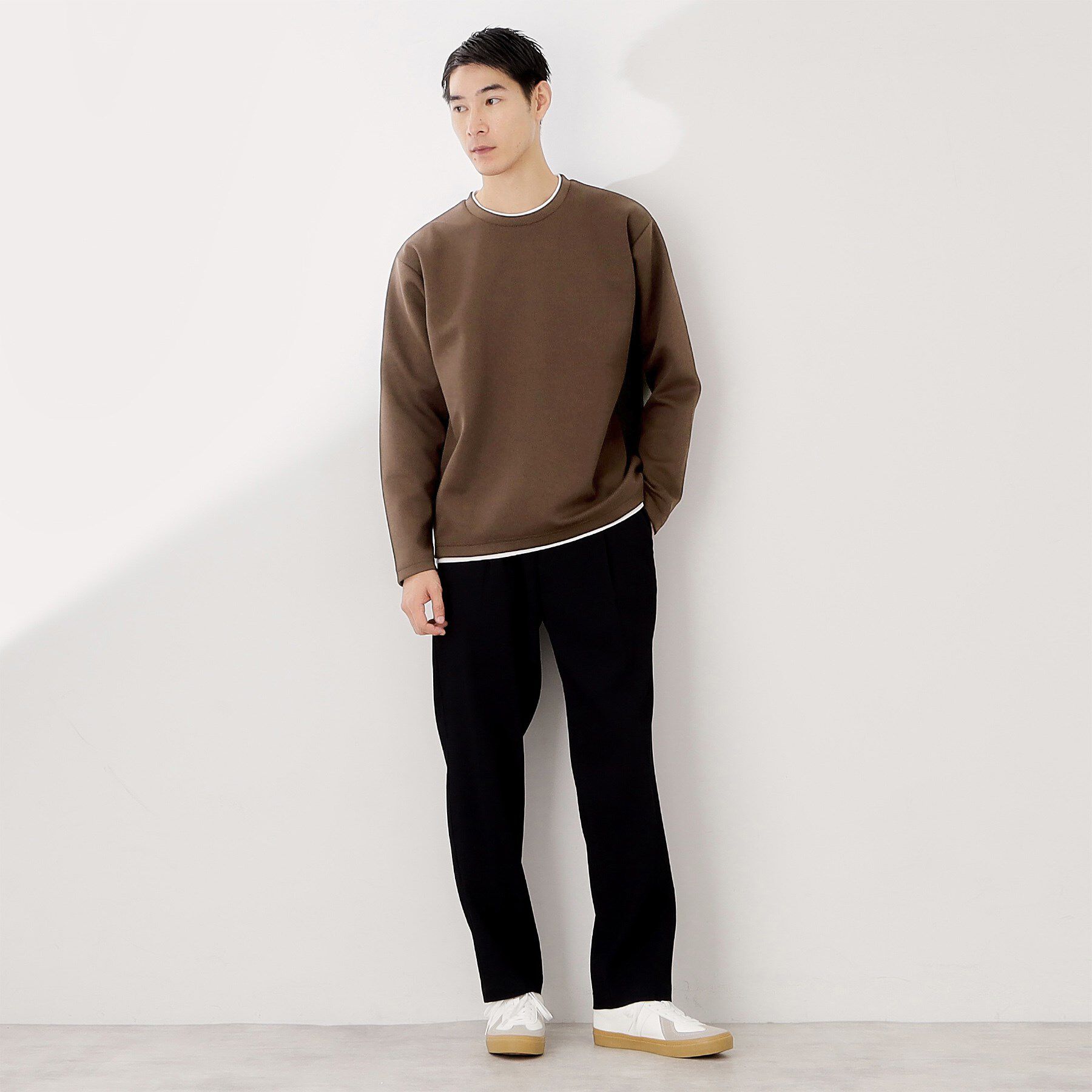 THE SHOP TK「【ラクして決まる！】レイヤード風長袖Tシャツ 洗濯機OK」|Tシャツ・カットソー|