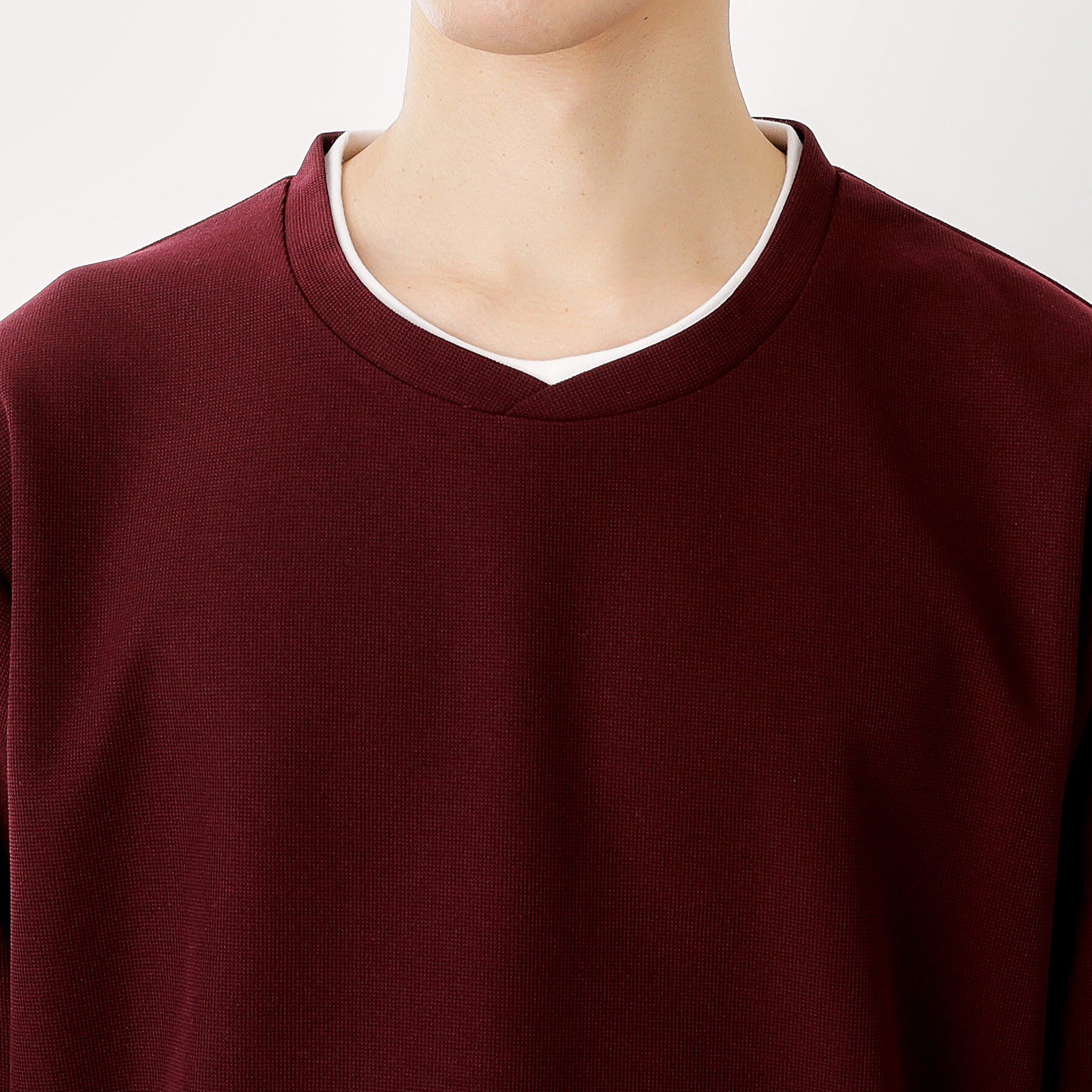 THE SHOP TK「【一枚でコーディネートが完成！】レイヤード風クルーネック長袖Tシャツ　洗濯機OK」|Tシャツ・カットソー|