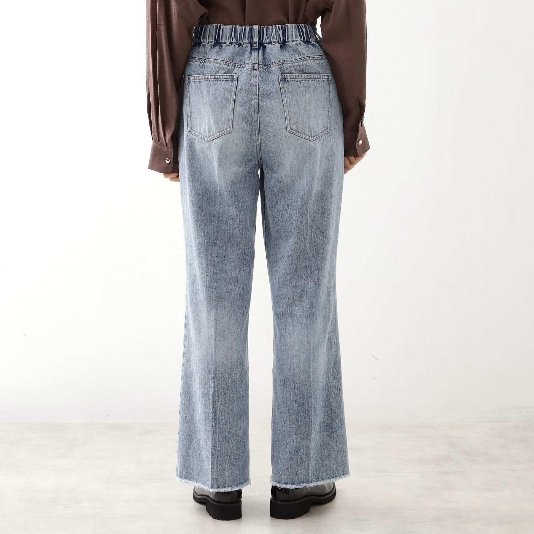 THE SHOP TK「デニムフレアパンツ【洗濯機可】」|デニム|