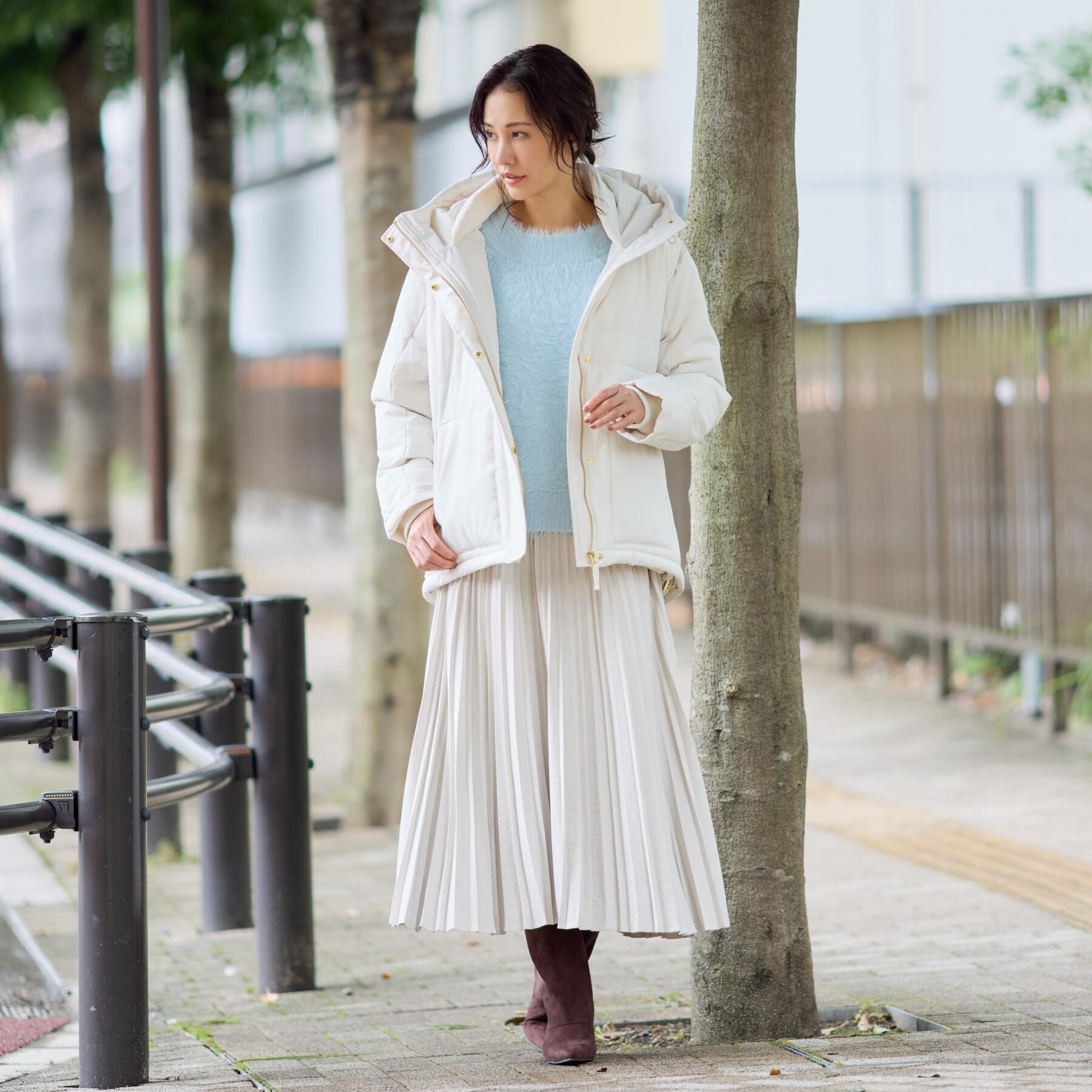 THE SHOP TK「【すっきり見えシルエット】上品ふわもこ中綿ブルゾン」|ダウン|