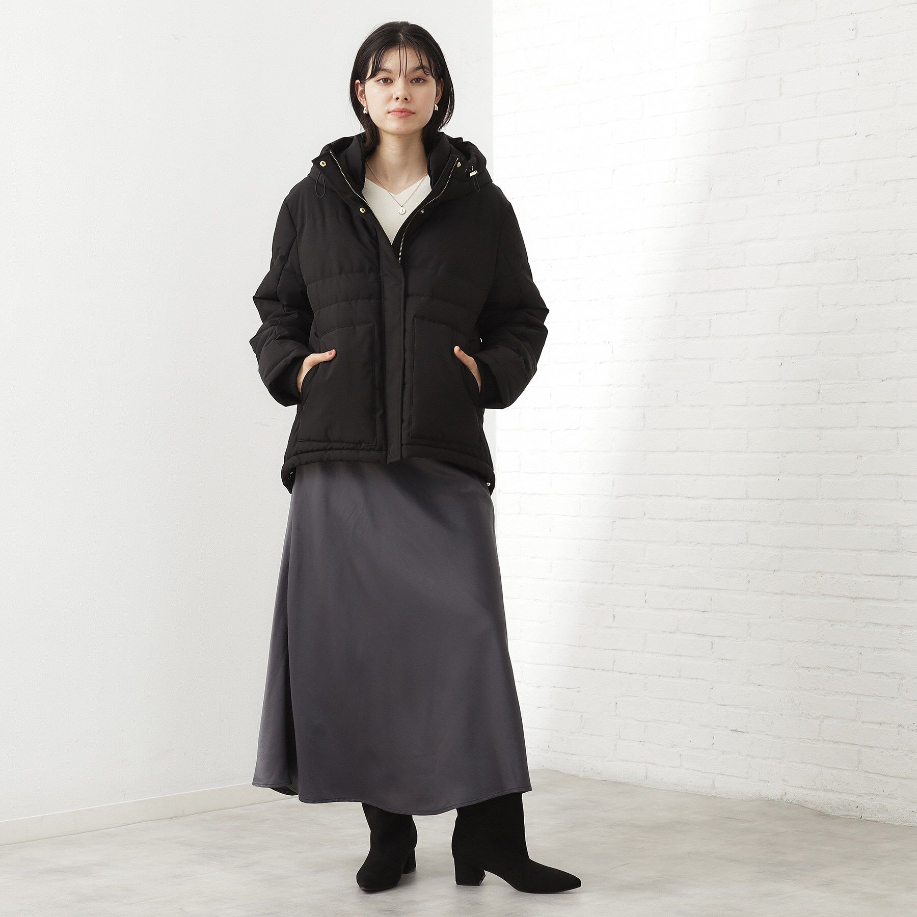 THE SHOP TK「【すっきり見えシルエット】上品ふわもこ中綿ブルゾン」|ダウン|