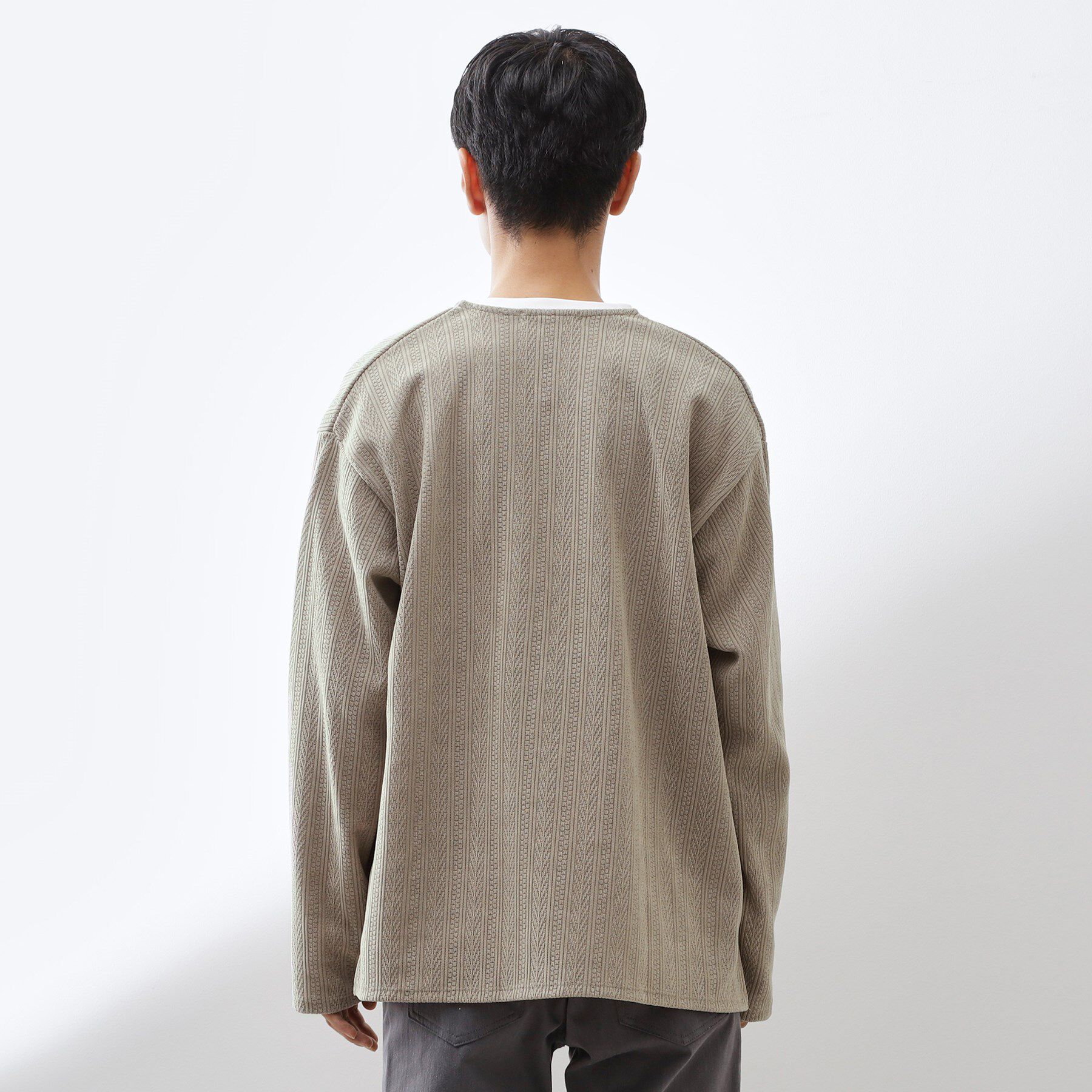 THE SHOP TK「【セットでお買い得！】モールニットカーディガン＋長袖Tシャツ　洗濯機OK/吸水速乾・毛玉になりにくい」|カーディガン|