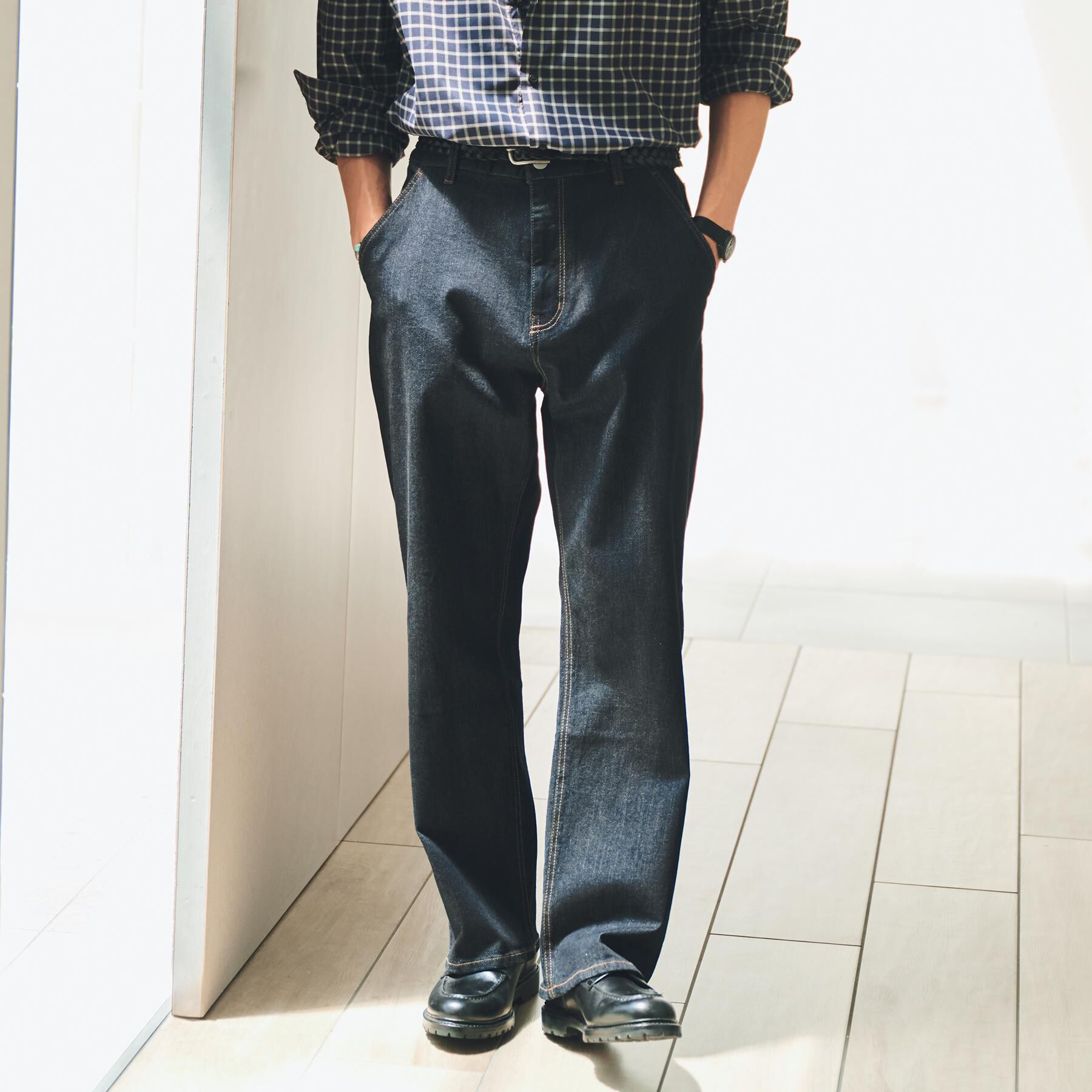 THE SHOP TK「コットンカーブデニム 【セットアップ可/洗濯機OK】」|デニム|ネイビー(094)