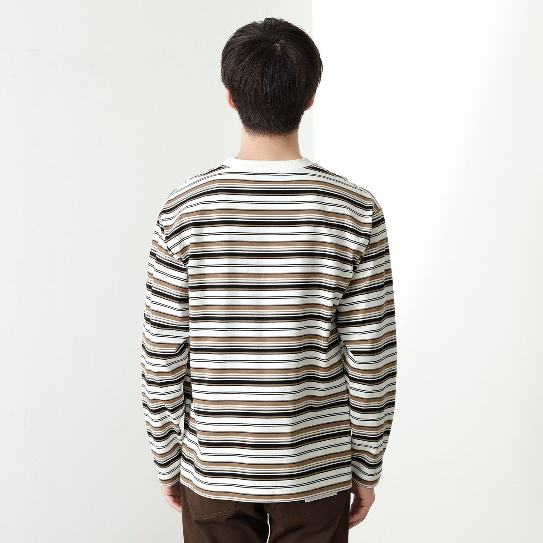 THE SHOP TK「ランダムボーダー長袖タフTシャツ 【洗濯機OK】」|Tシャツ・カットソー|