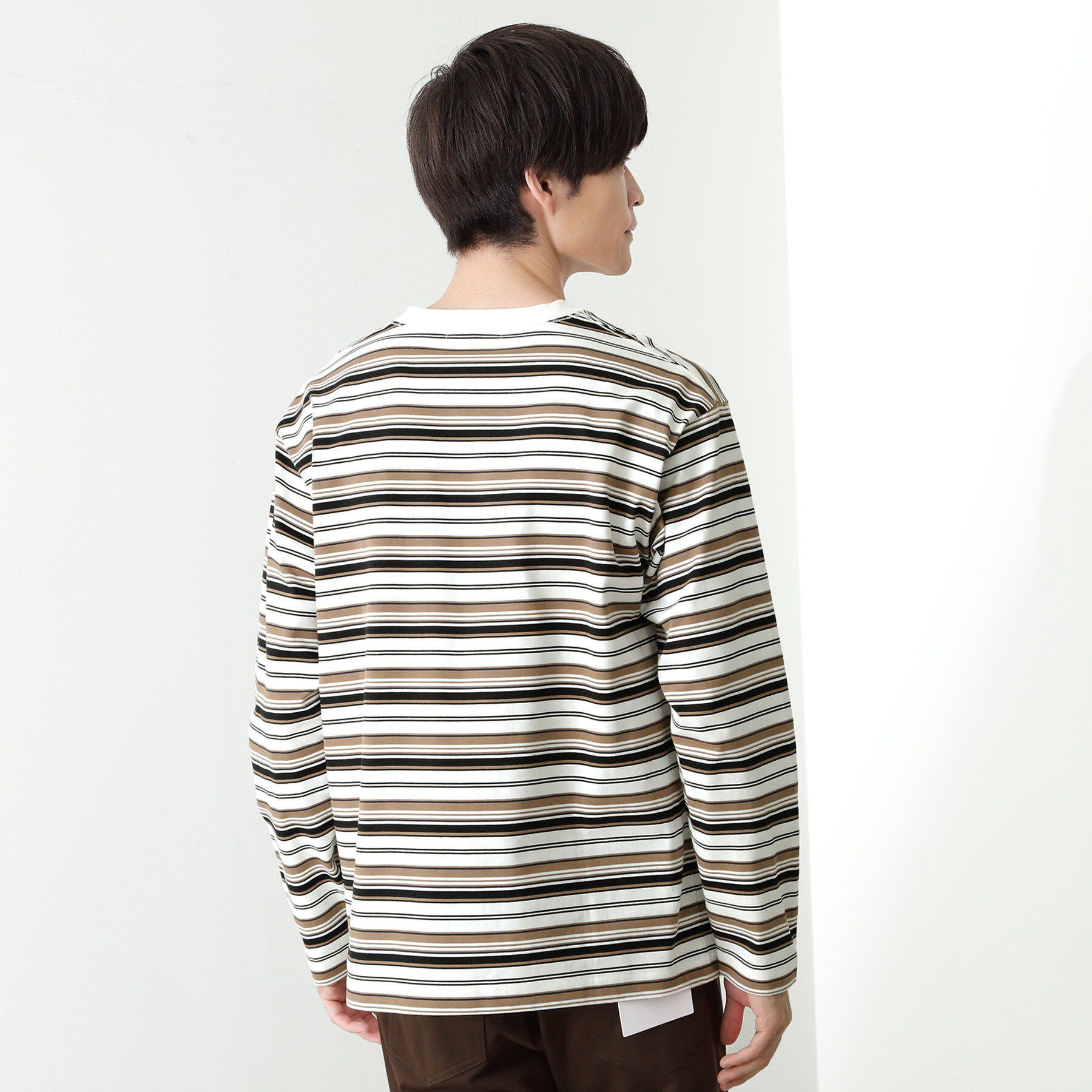 THE SHOP TK「ランダムボーダー長袖タフTシャツ 【洗濯機OK】」|Tシャツ・カットソー|