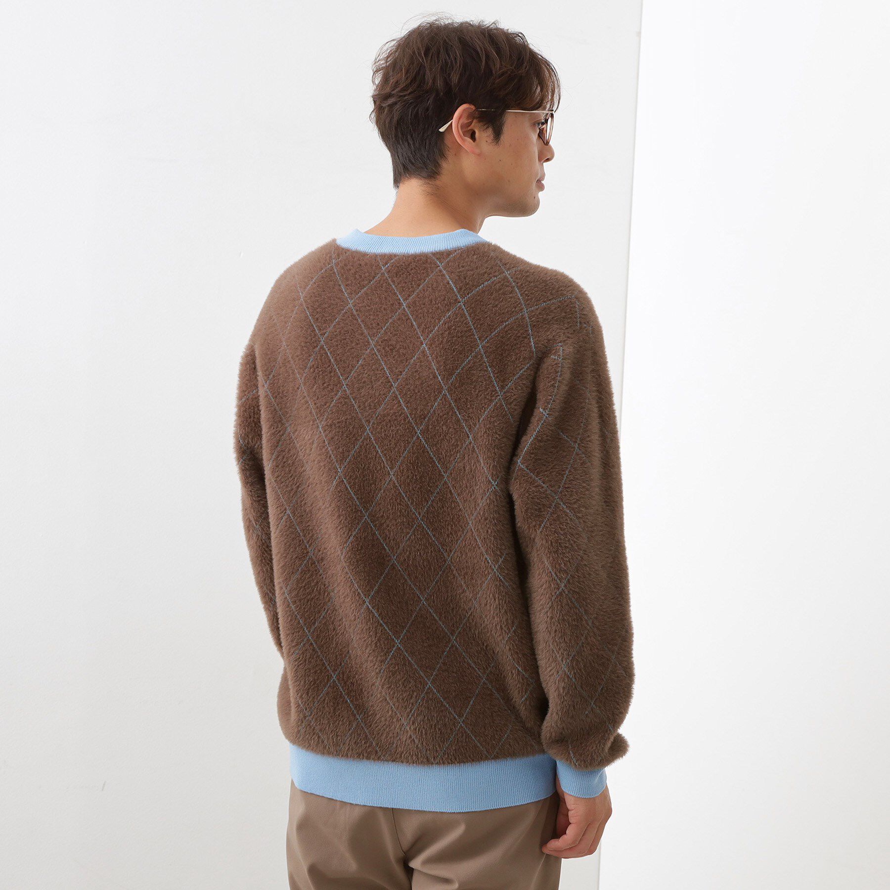 THE SHOP TK「【ふんわり心地いい肌触り】　ダイヤ柄シャギーニット」|ニット・セーター|